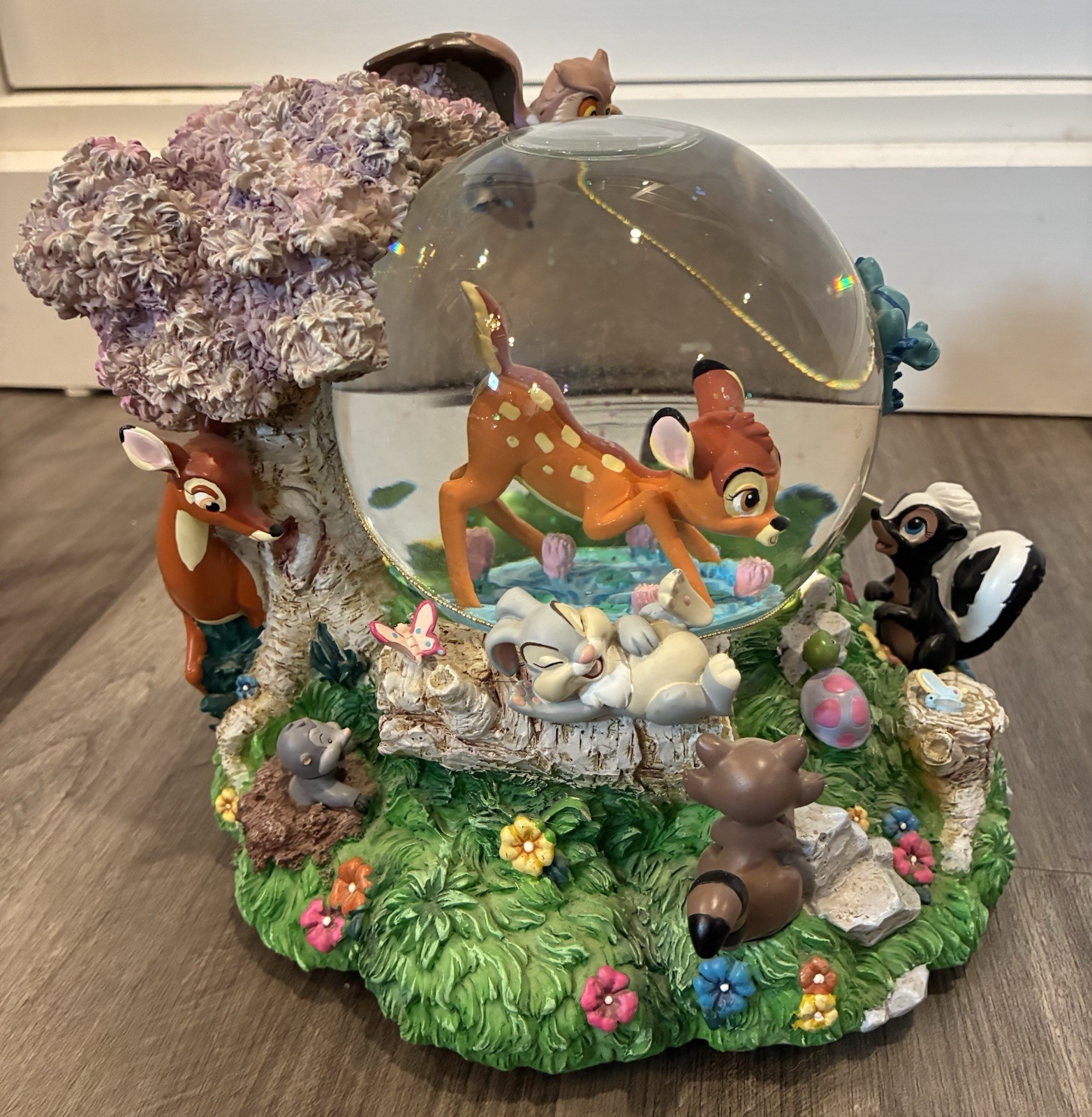 Vintage Disney Store Bambi And Friends Waltz Of The Flowers Musical Snow Globe