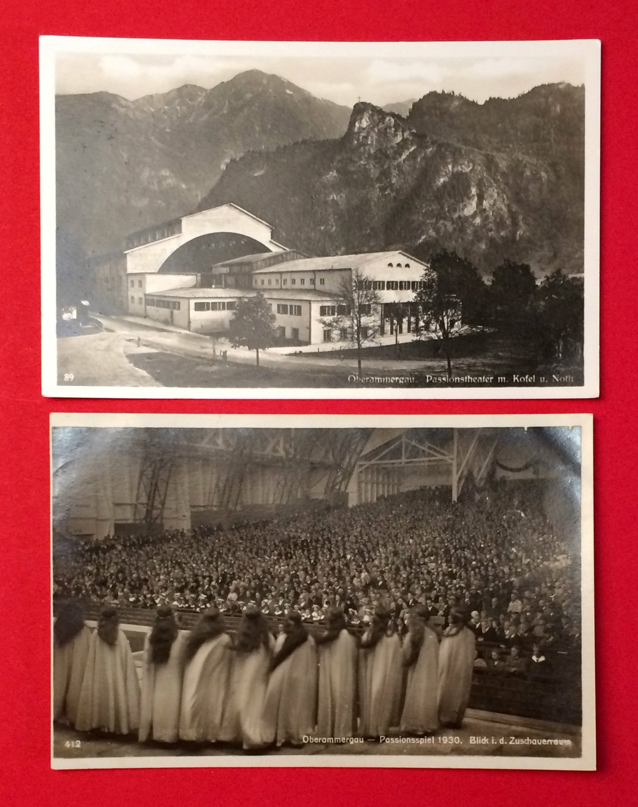 2 x Photo Postcard Oberammergau 1930 Passion Theatre and Passion Play (10126