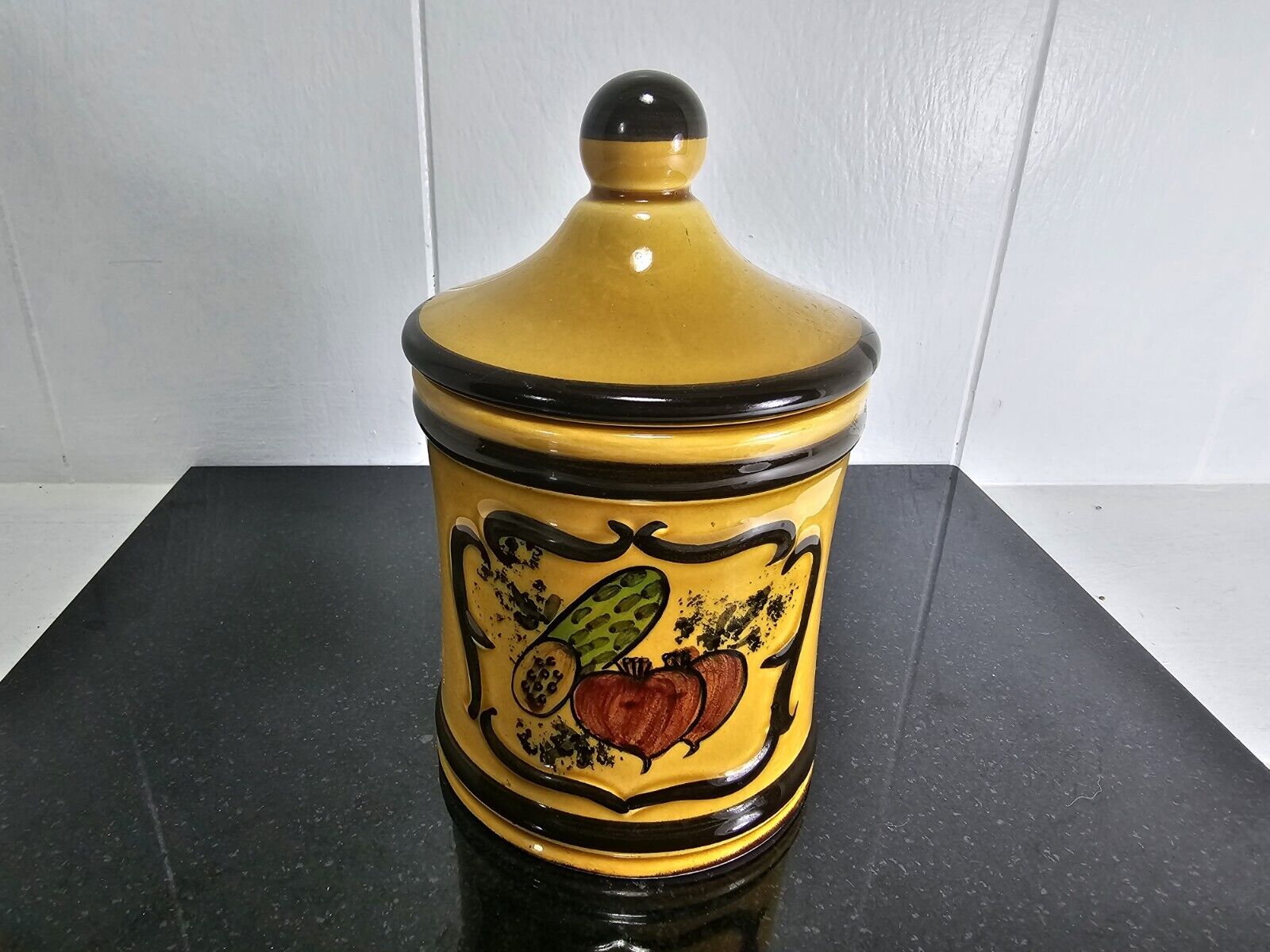 Vintage Hand Painted Canister Creative Imports; Small; Kitchen; Bathroom