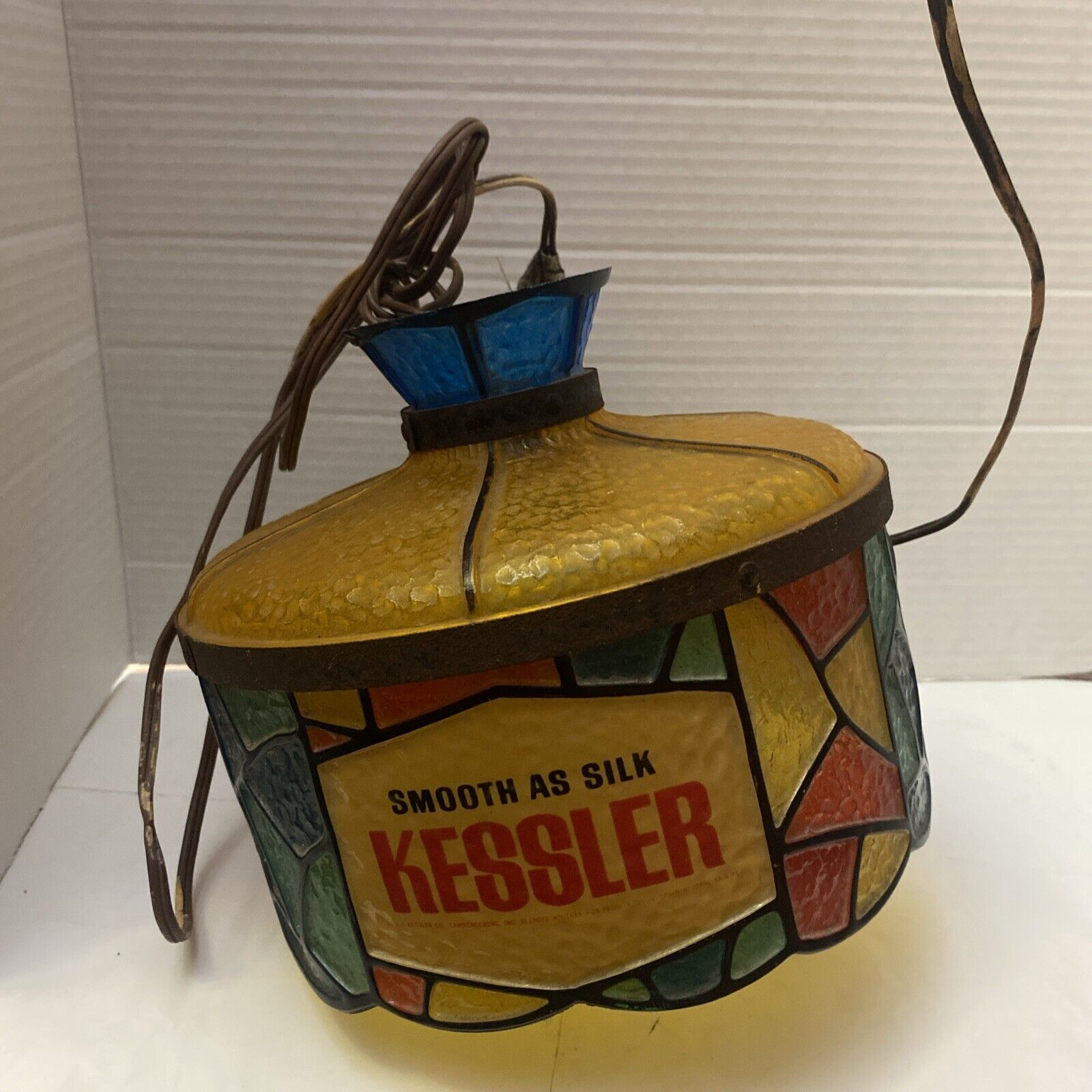 Vintage Kessler Lamp Stained Plastic Bar Hanging Light  Rare Find