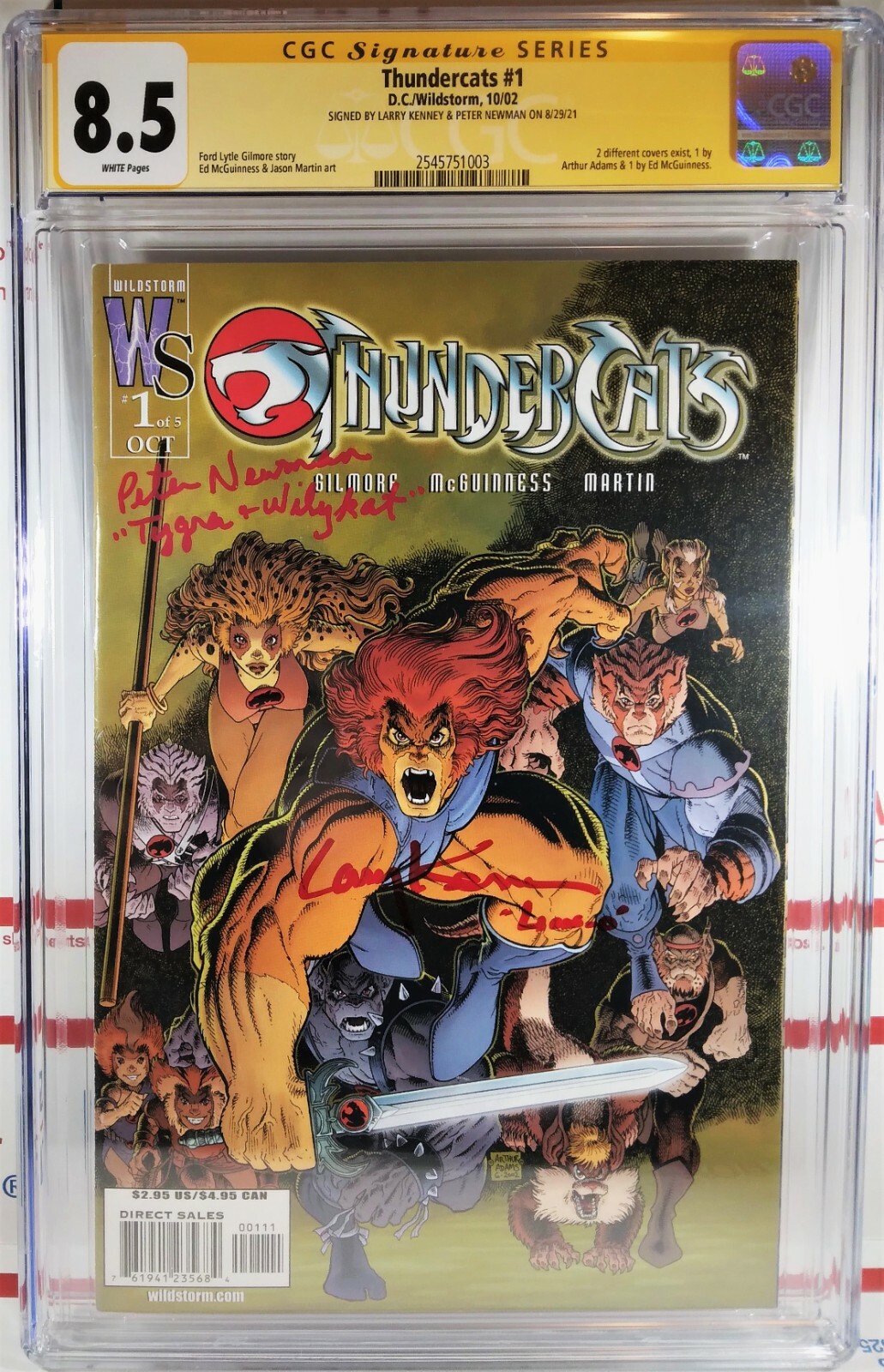 💥 CGC THUNDERCATS #1 SIGNED LARRY KENNEY LION-O + PETER NEWMAN TYGRA WILYKAT DC