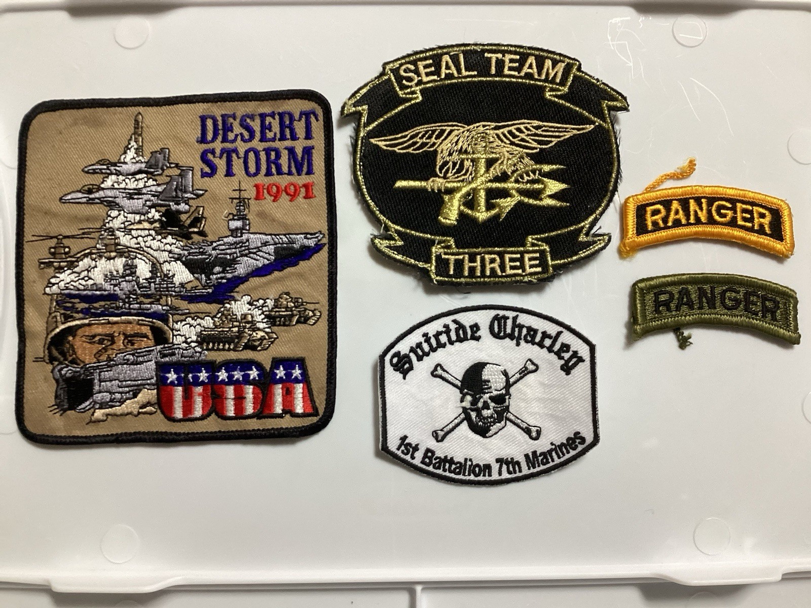 US Marines 1/7 Seal Team Three Army Ranger & Desert Storm Patch Lot Of 5