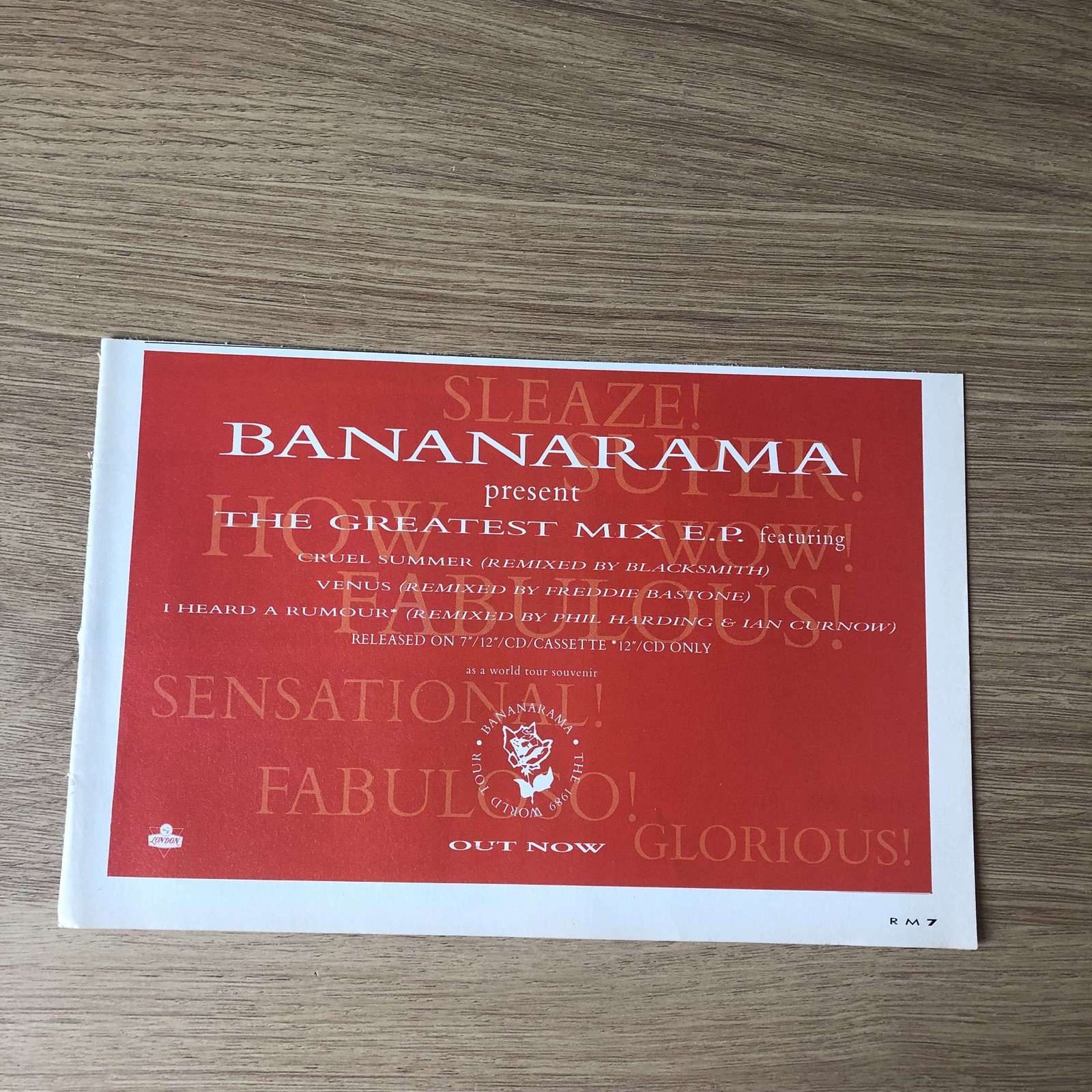 MUSIC62 MAGAZINE ADVERT 5X8 BANARAMA THE GREATEST MIX E.P