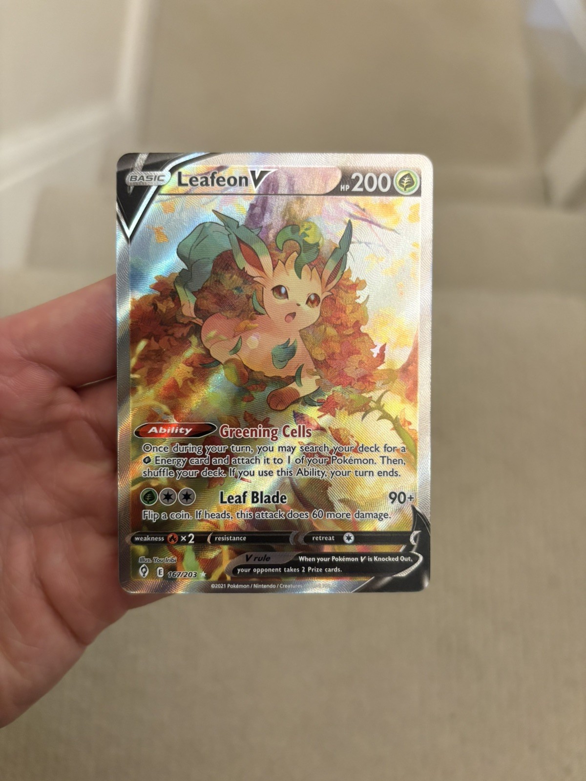 Leafeon V 167/203 Evolving Skies Alt Art Holo Ultra Rare Pokemon TCG mint 
