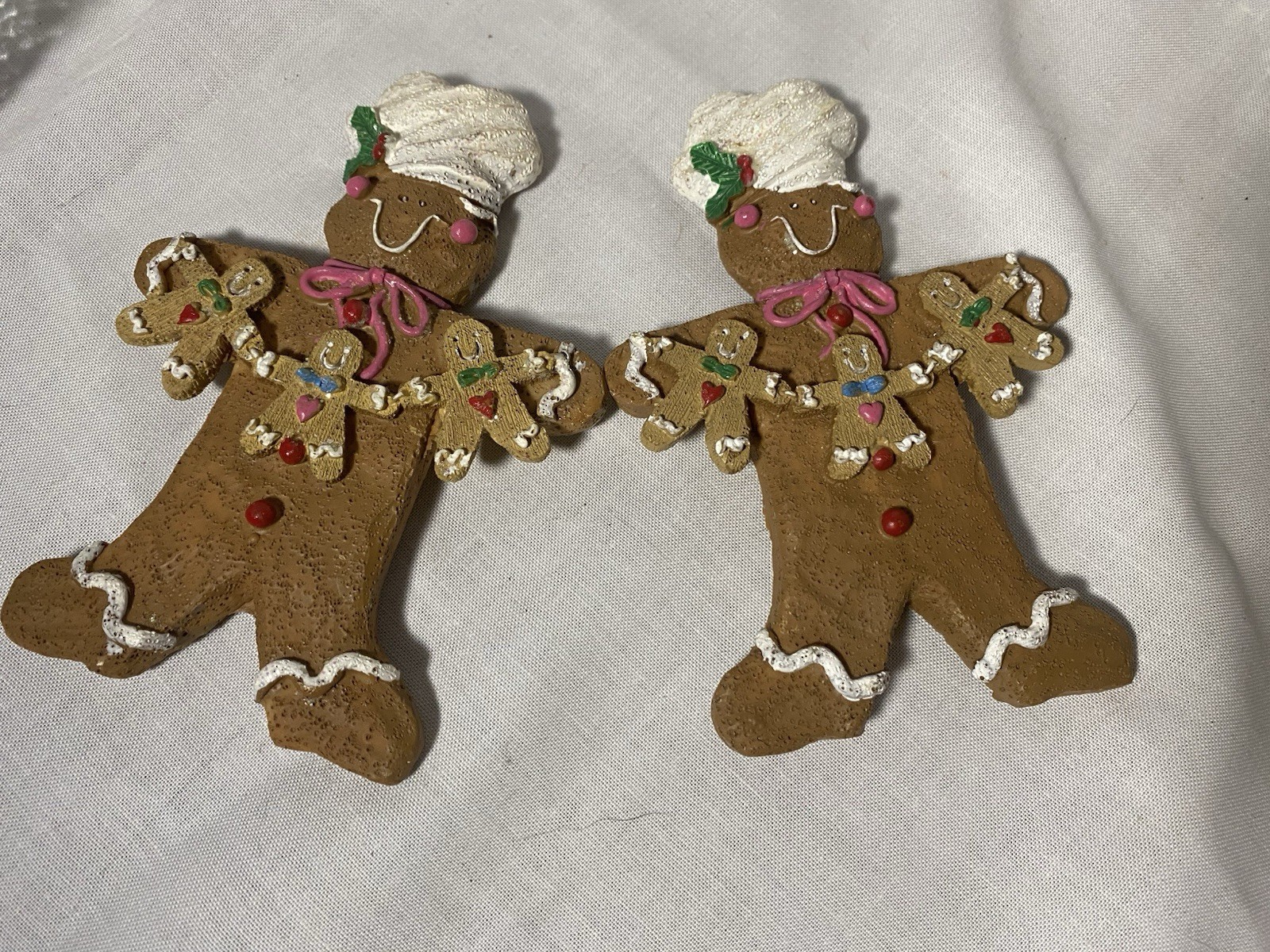 Vintage 1998-2003 Y2K Gingerbread Men Set 2 Refrig Magnets Christmas Ornaments