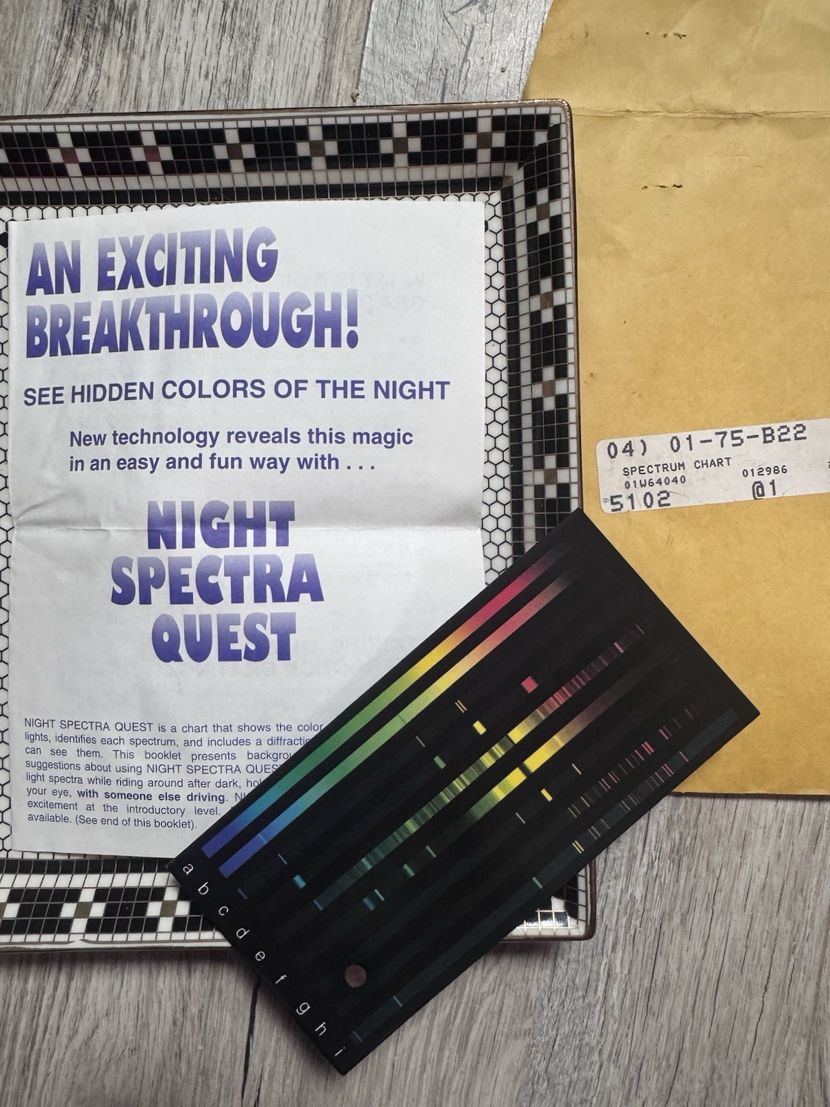 Vintage 1995 Night Spectra Quest Diffraction Grating Spectroscope Kit UArizona