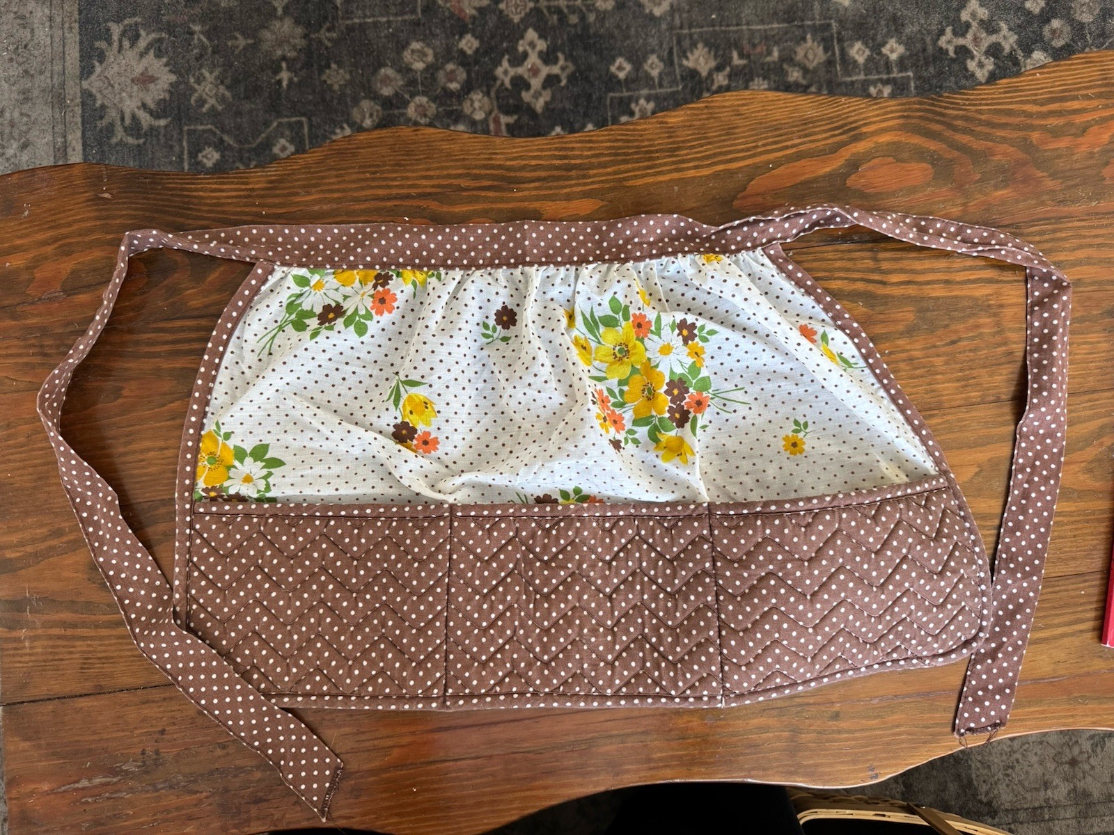 Vintage Floral Polka Dot Apron