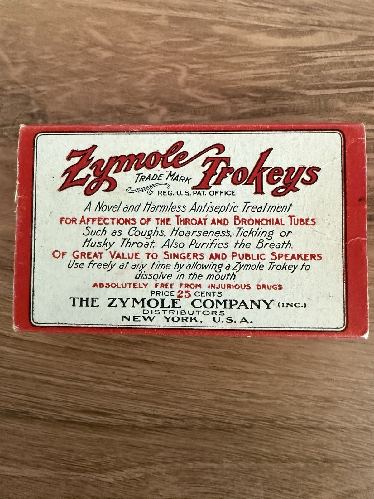 Vintage Stern’s Zymole Trokeys Cough Drops Empty Box Early 1900s