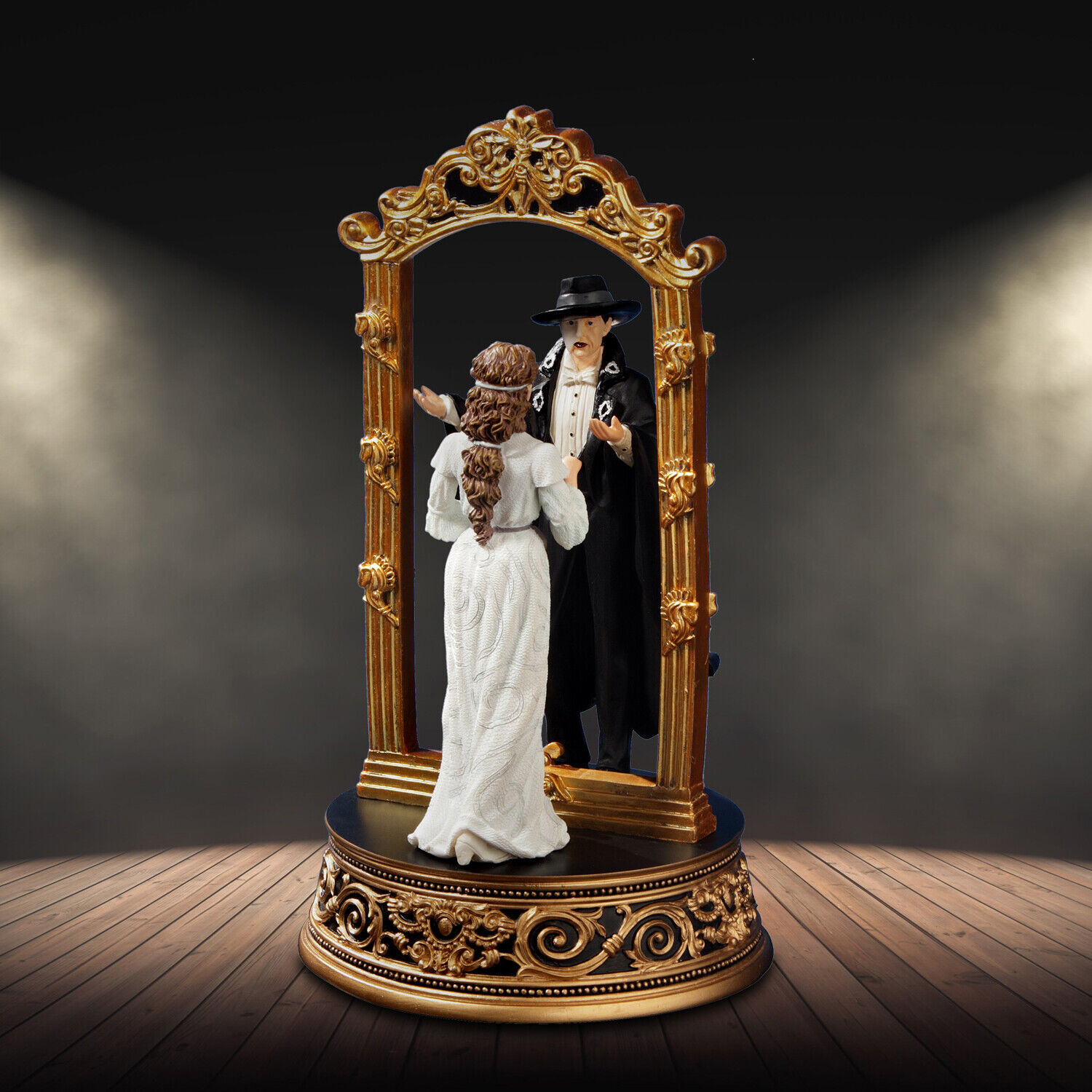 Phantom and Christine Mirror Figurine 842970051848 San Francisco Music Box