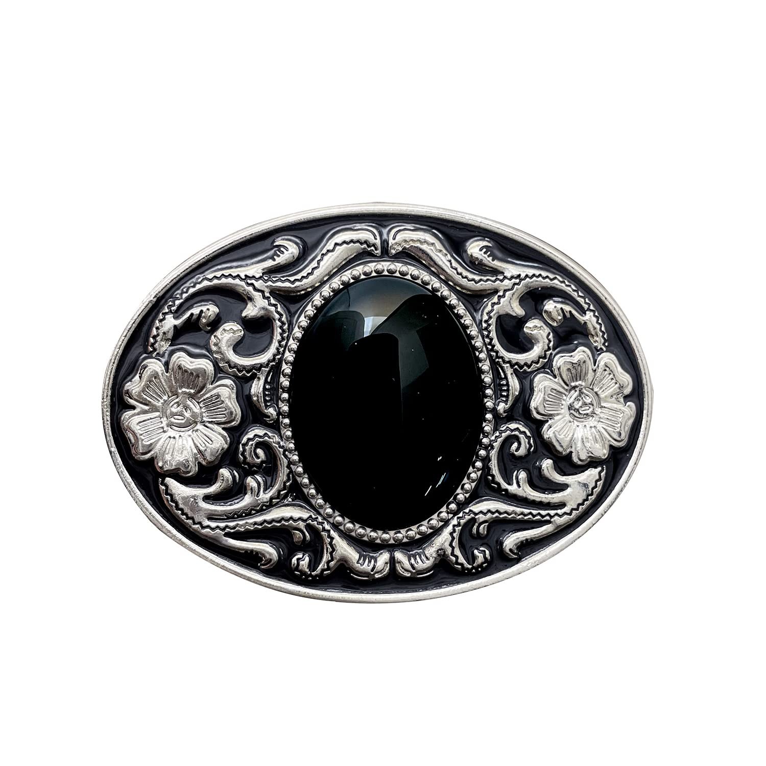 Vintage Native American Western Cowboy Black Stone Belt Buckle for Men