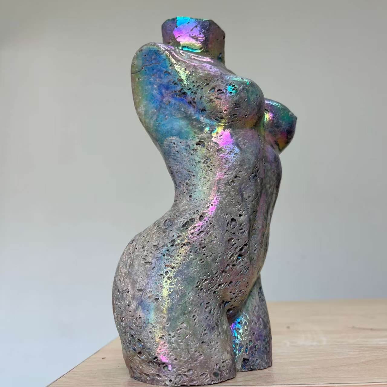4.7LB Large Aura Sphalerite Feminine Body Crystal Healing Goddess Statue Decor