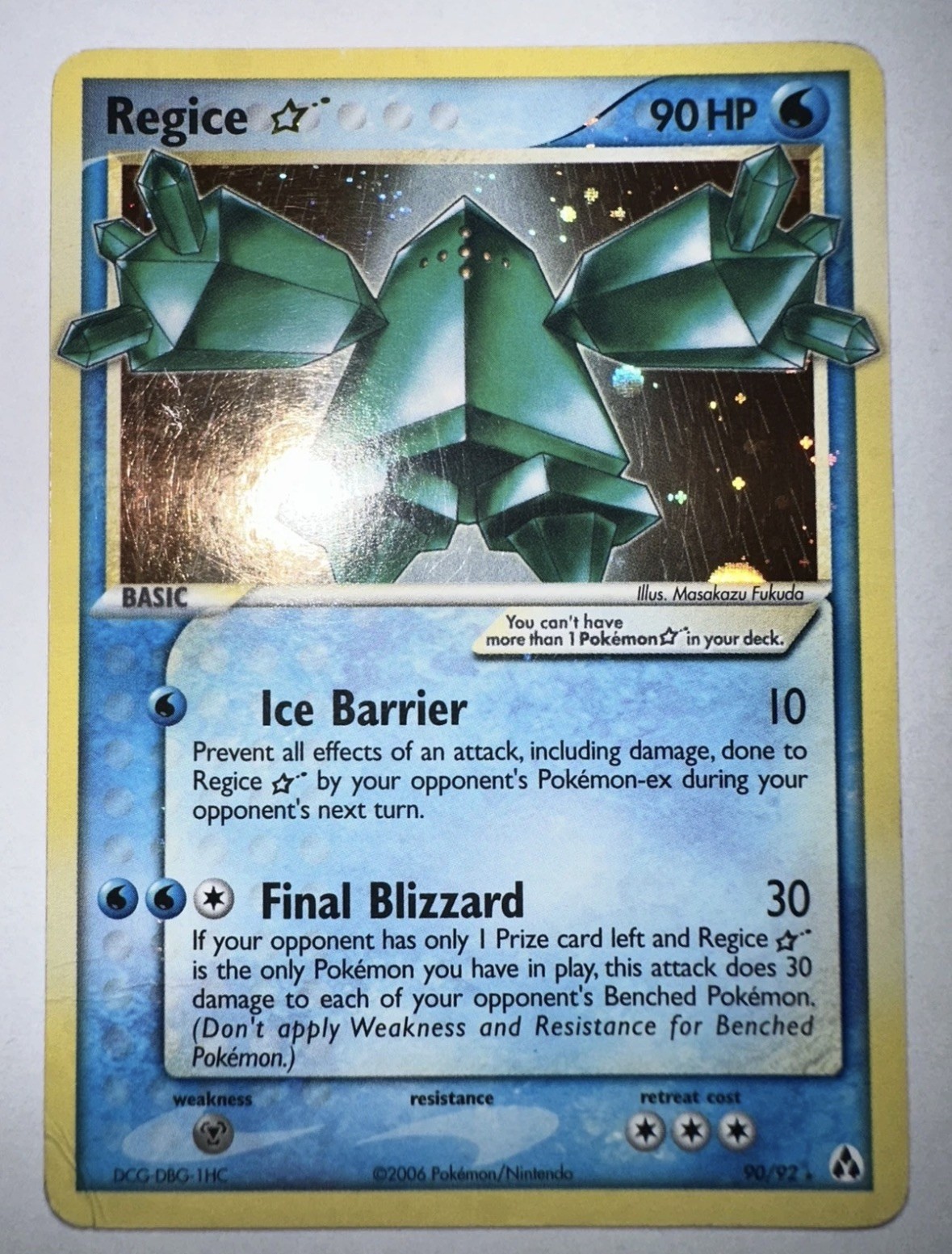 Pokemon TCG Regice 90/92 Gold Star Holo EX Legend Maker 2006 Pokemon TCG Regice 90/92 Gold Star Holo EX Legend Maker 2006