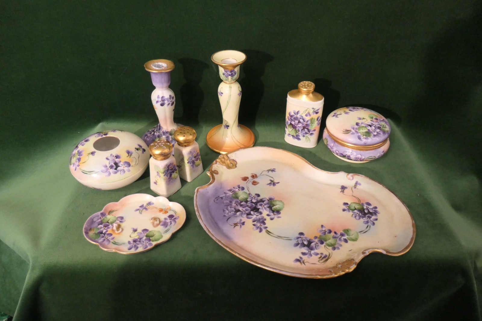 Antique W. Guerin & Co Limoges Vanity Dresser Tray and Accessories (11 pieces)