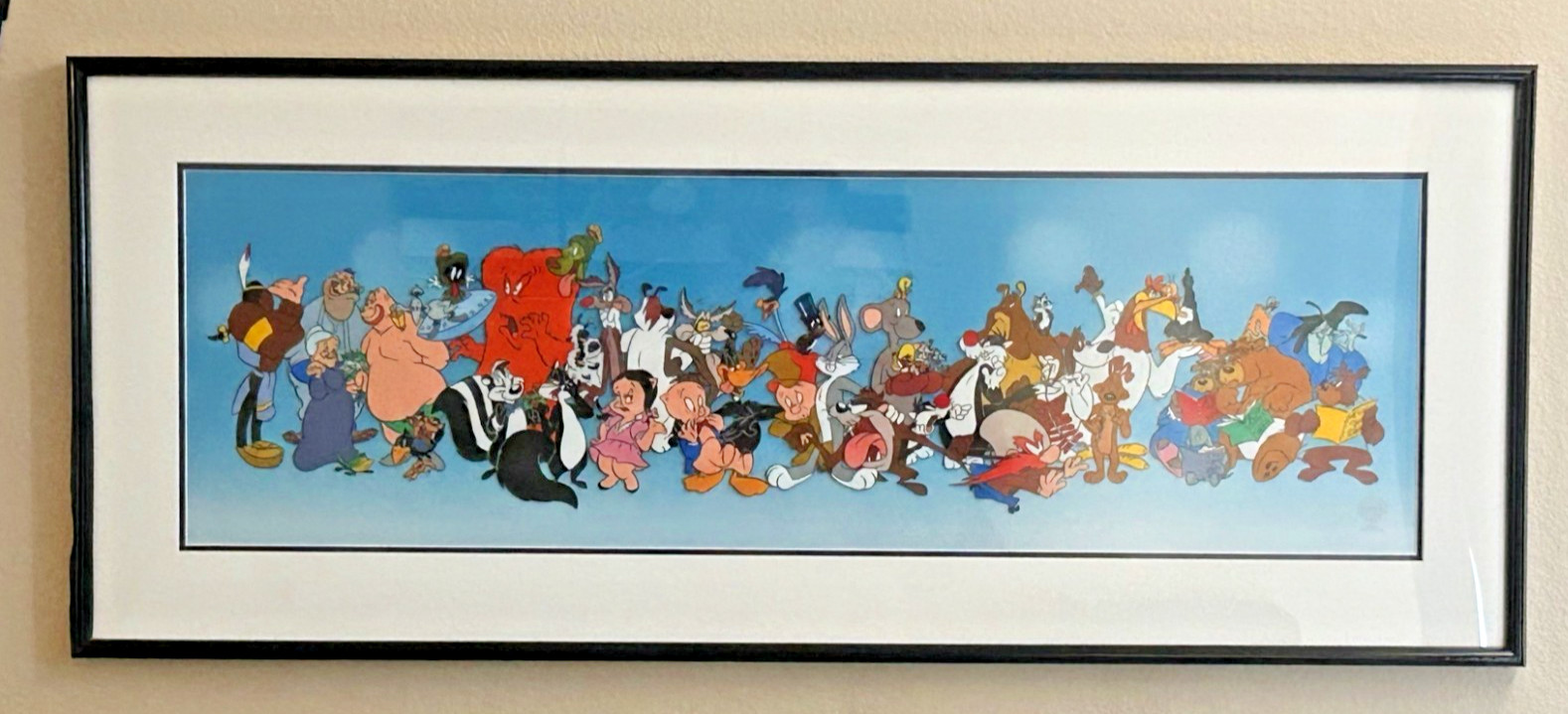 1995 warner bros looney tunes 50 character pan sericel framed animation art