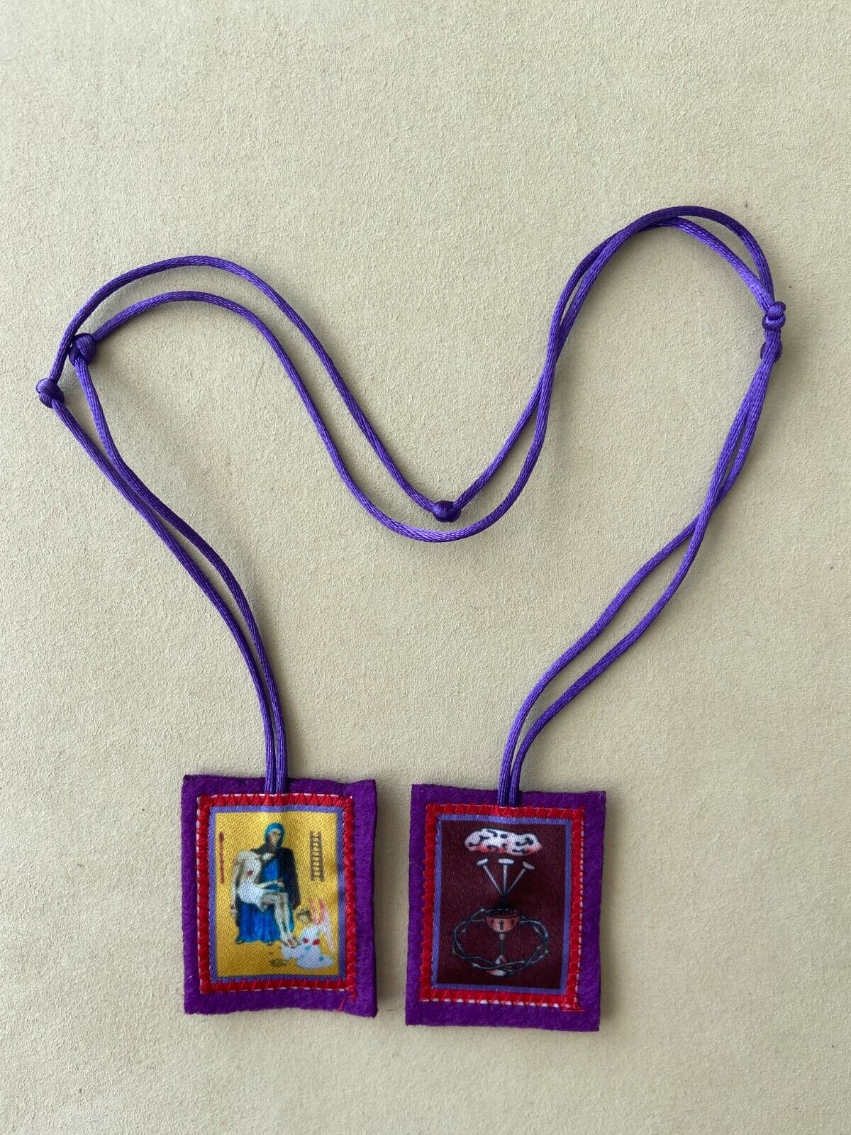 Purple Scapular (Scapular of Benediction and Protection) wearable size