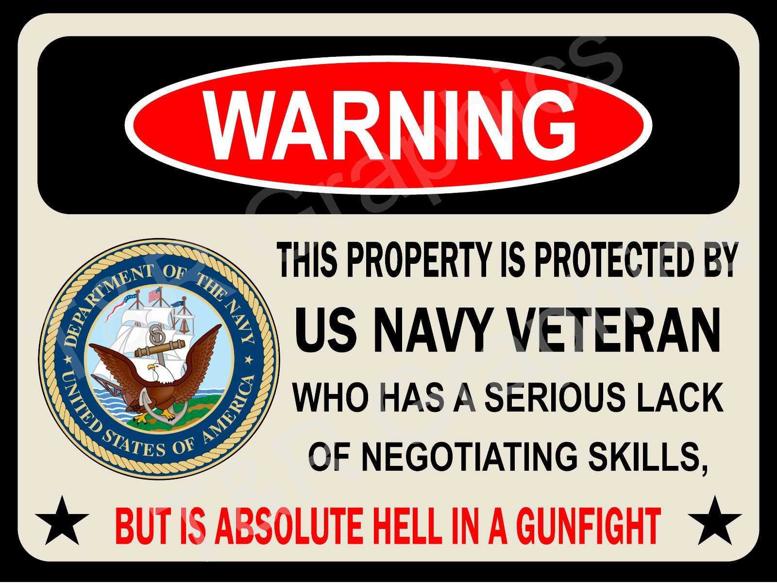 Property is Protected by US Navy Veteran 9\'\'x12\'\' Metal, Aluminum Sign