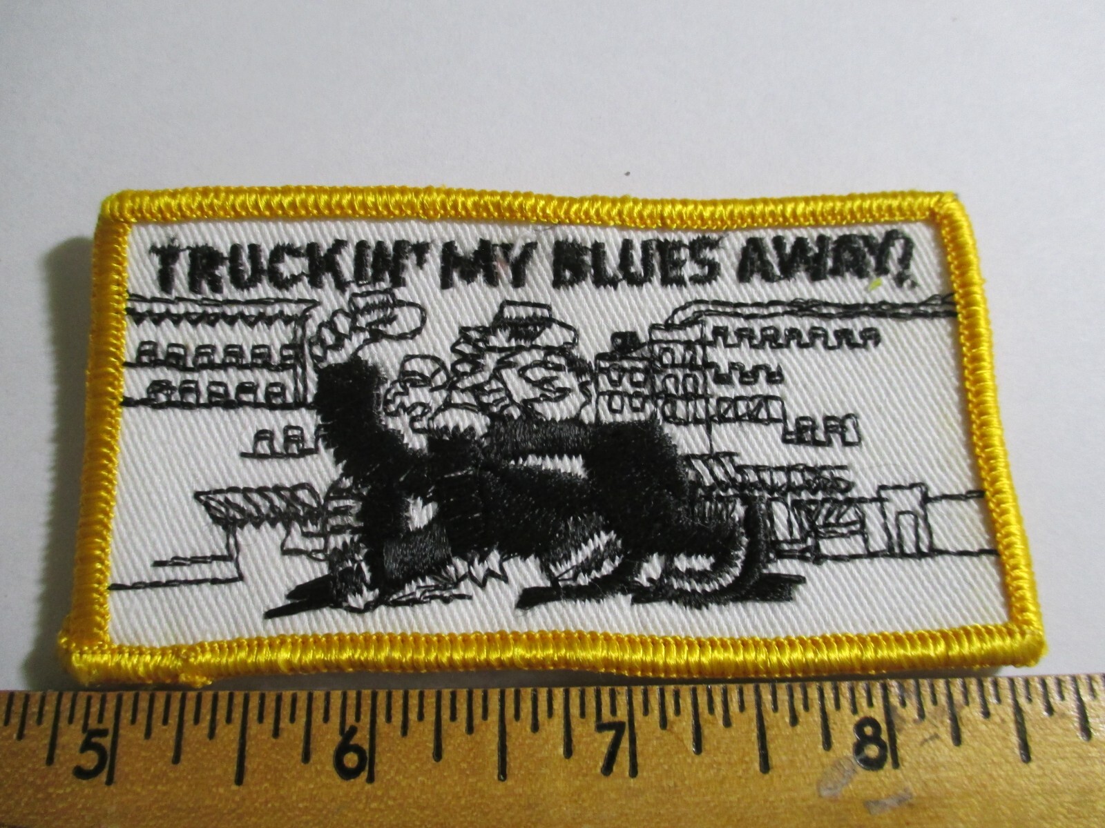 Truckin My Blues Away Patch NOS Vintage Original Trucker Rig Hippie 60\'s
