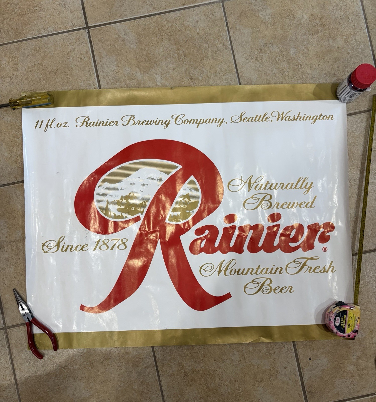 Rainier Beer: Rainier Brewing 1980s 28”x22” Plus Patch Included Rainier Beer: Rainier Brewing 1980s 28”x22” Plus Patch Included