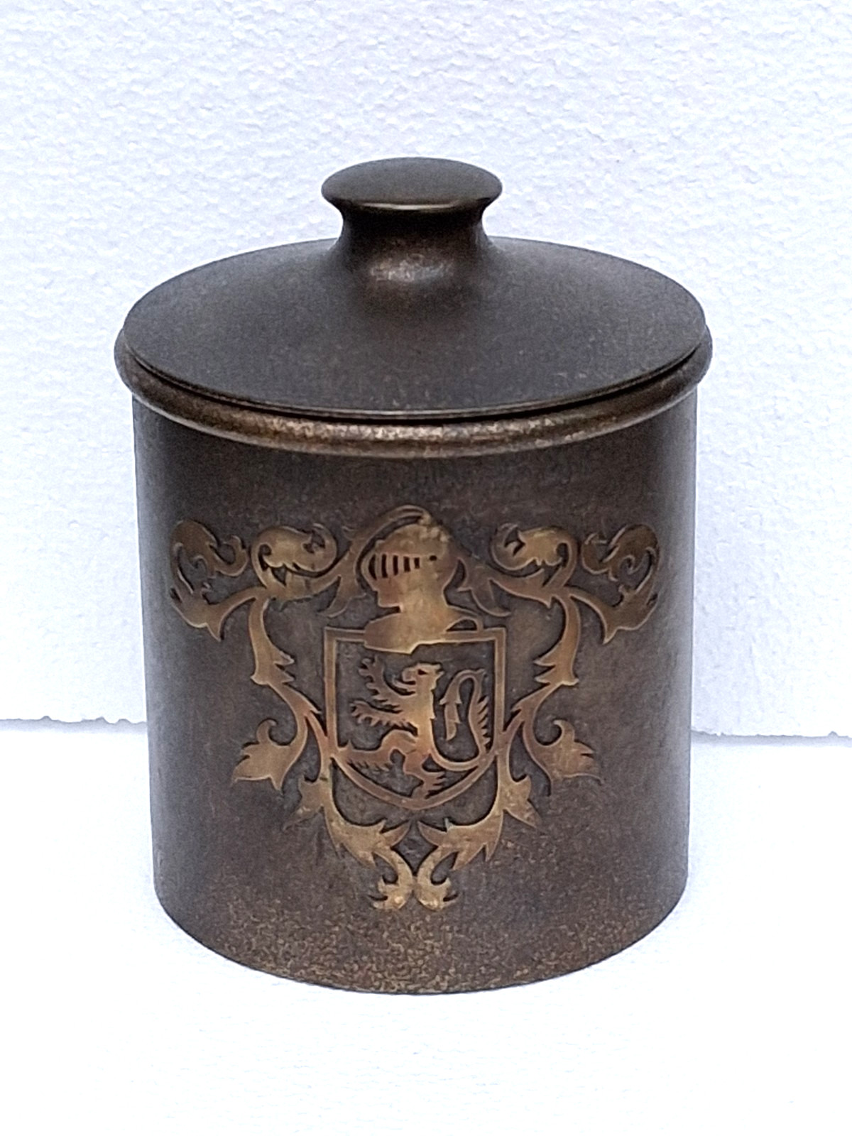 Large Antique Arts & Crafts Silver Crest Bronze Humidor Smith Metal Arts Buffalo