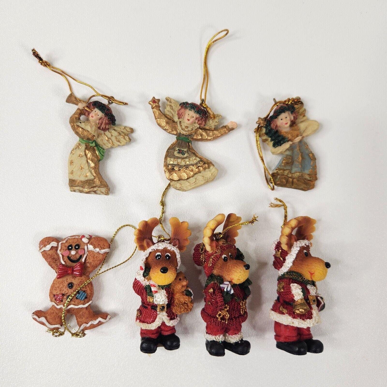 GIFTCO INC Christmas Ornament Lot of 8 Angels Ginger Bread Cookie Reindeers