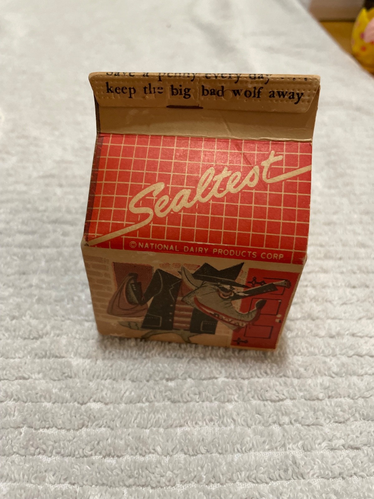 VTG Sealtest Milk Carton Wolf And Pig Paper Bank