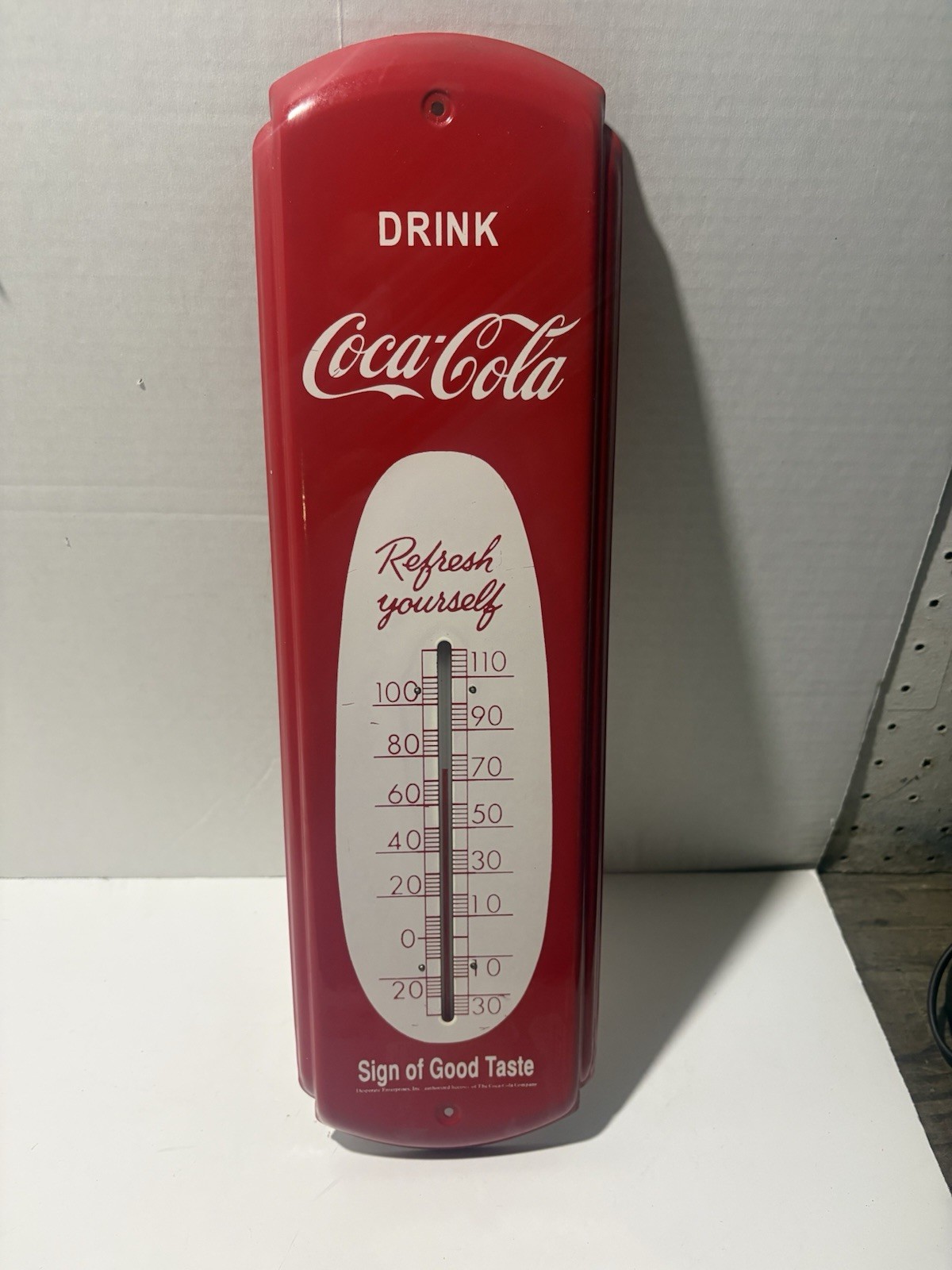 coca cola “sign Of Good Taste” Metal Thermometer, Vintage