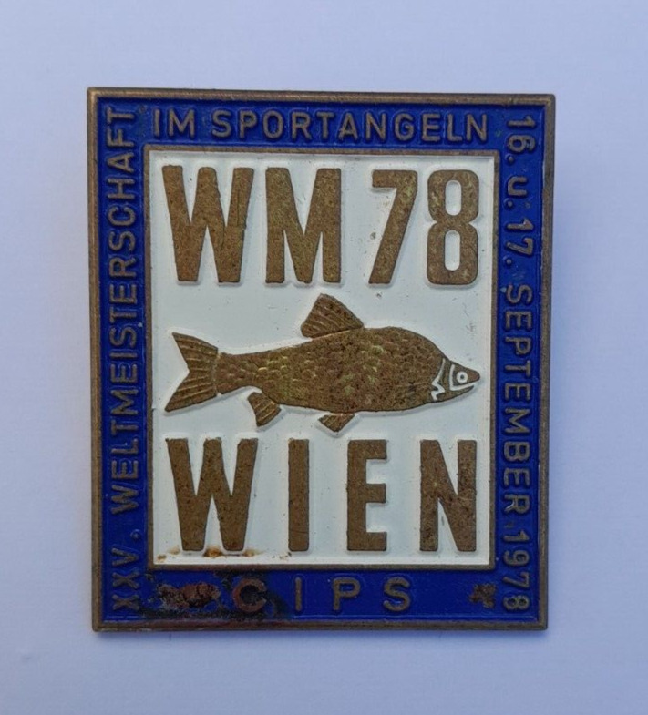 VTG 25TH CIPS FISHING WORLD CHAMPIONSHIPS WIEN AUSTRIA 1978 BADGE