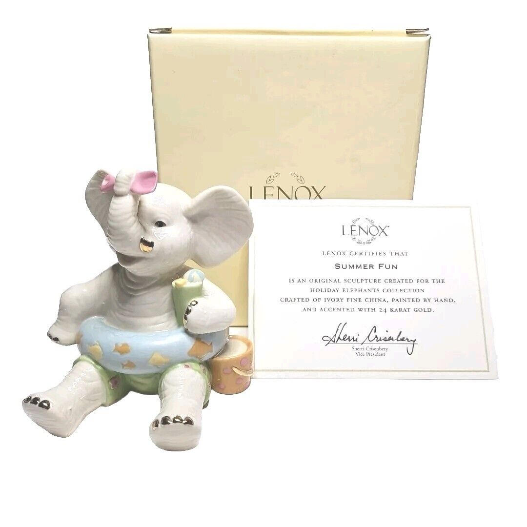 Lenox Summer Fun Figurine Made In China 24K  Accents Original Box Pink Bow 