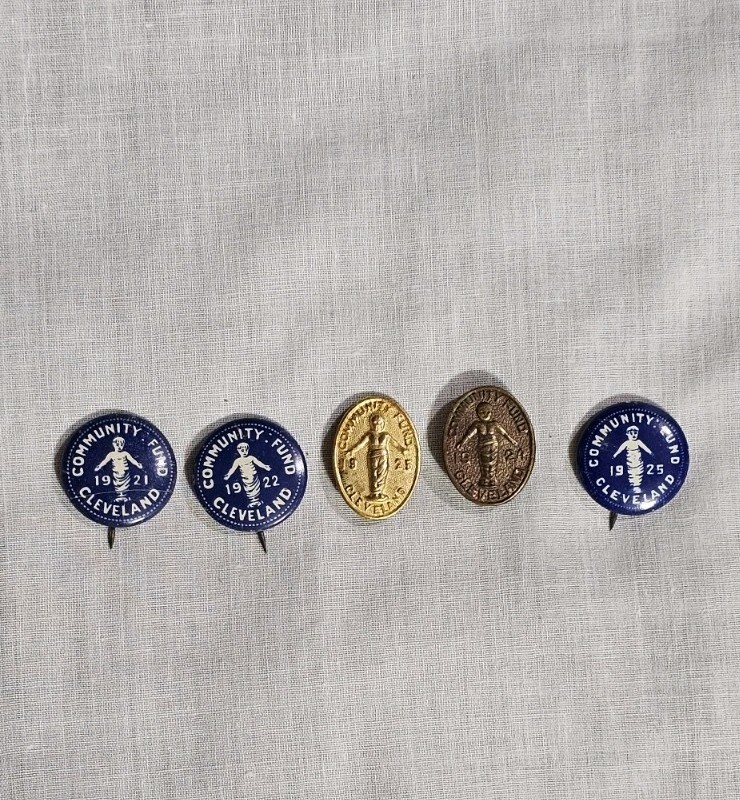 Antique Lot (5) 1921-1925 Cleveland Community Fund Buttons *Free 1 Day Shipping*