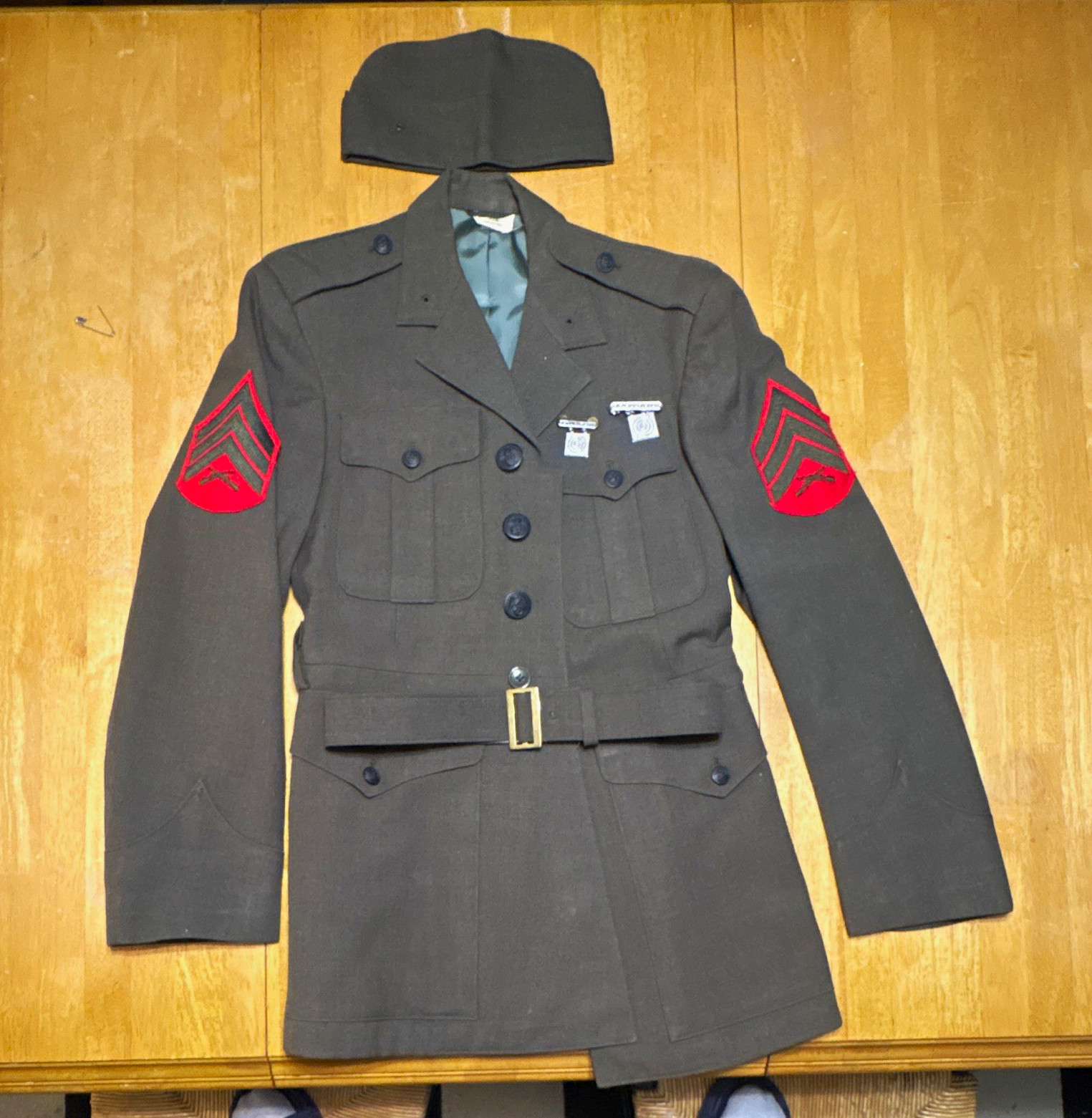 Vintage Bancroft Industries U.S. Army Dress Green Class A Jacket, Belt & Cap 35R Vintage Bancroft Industries U.S. Army Dress Green Class A Jacket, Belt & Cap 35R