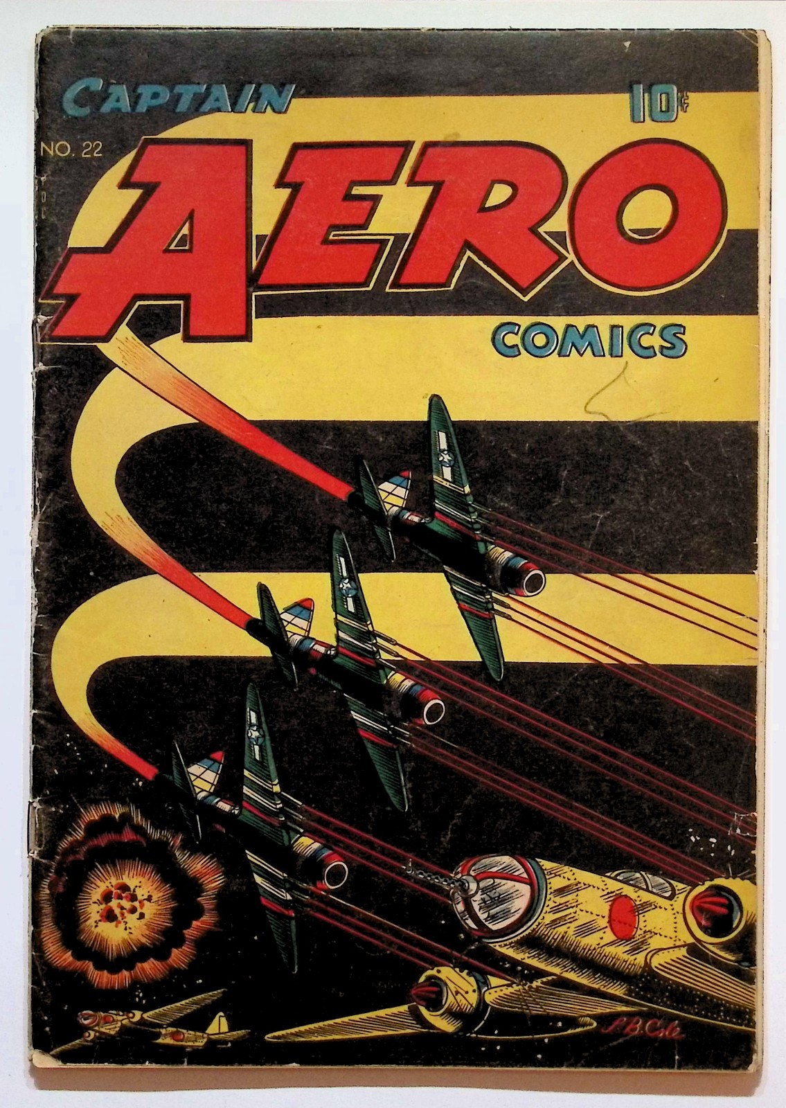 CAPTAIN AERO COMICS 22 - 1945 - L.B. COLE COVER - COMPLETE BUT CENTER PGS LOOSE
