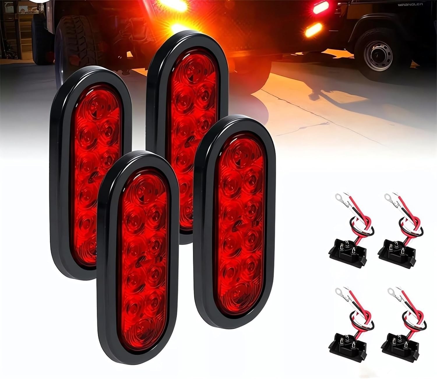 4Pcs Trailer Truck LED Sealed RED 6\