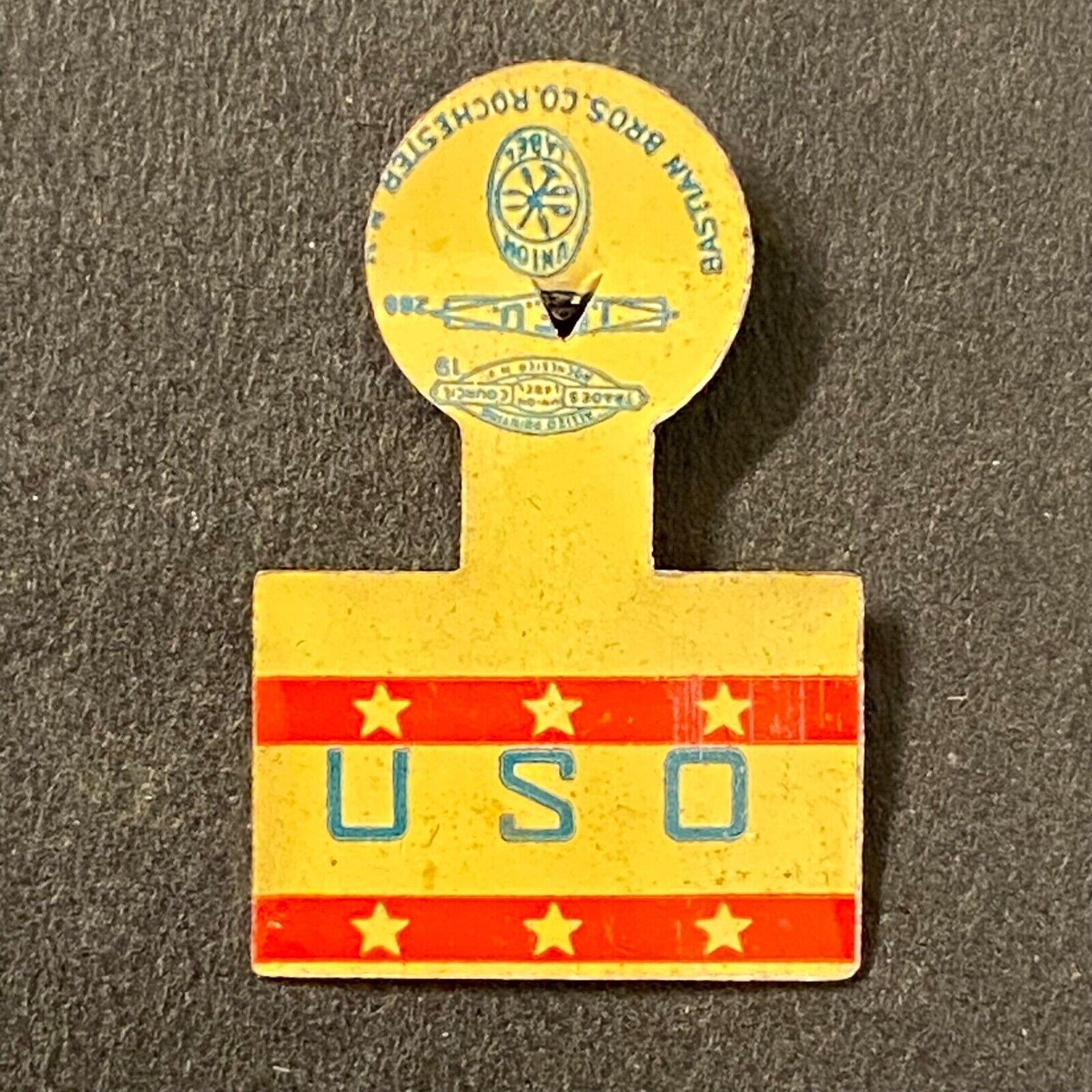 U.S.O. USO WWII Era Steel Fold Over Pin Small 3/8
