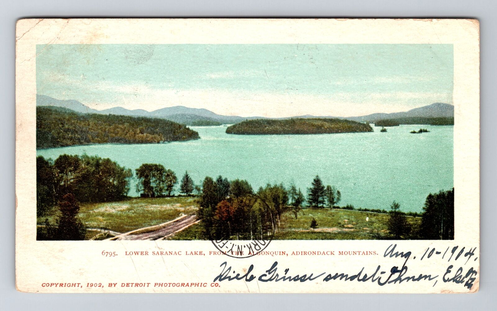 Adirondack Mountains NY-New York, Lower Saranac Lake Vintage c1904 Postcard