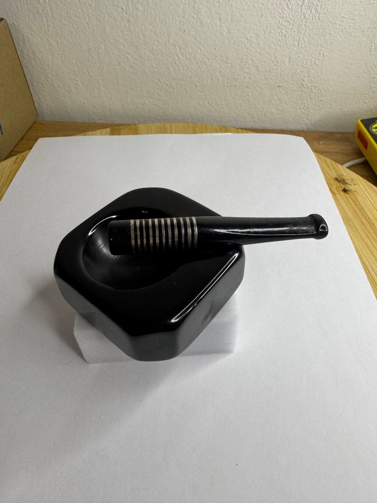 Vintage Czechoslovakian Bakelite Pipe Ashtray Rest & Tamper Smoker Set Art Deco