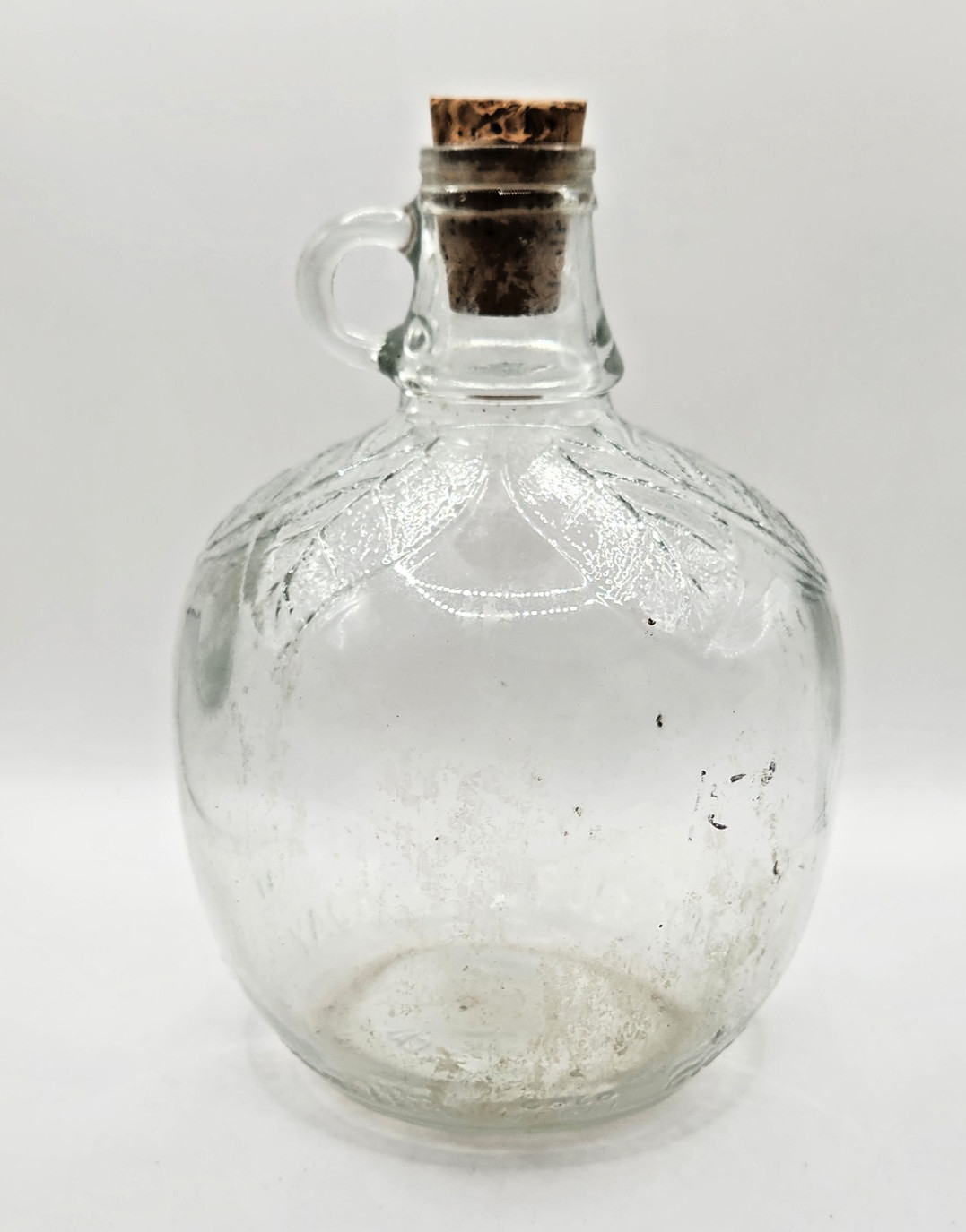 Vint Martinelli Apple Cider 1/2Gal Jug Embossed Leaves 1930-40\'s Cork No Lid