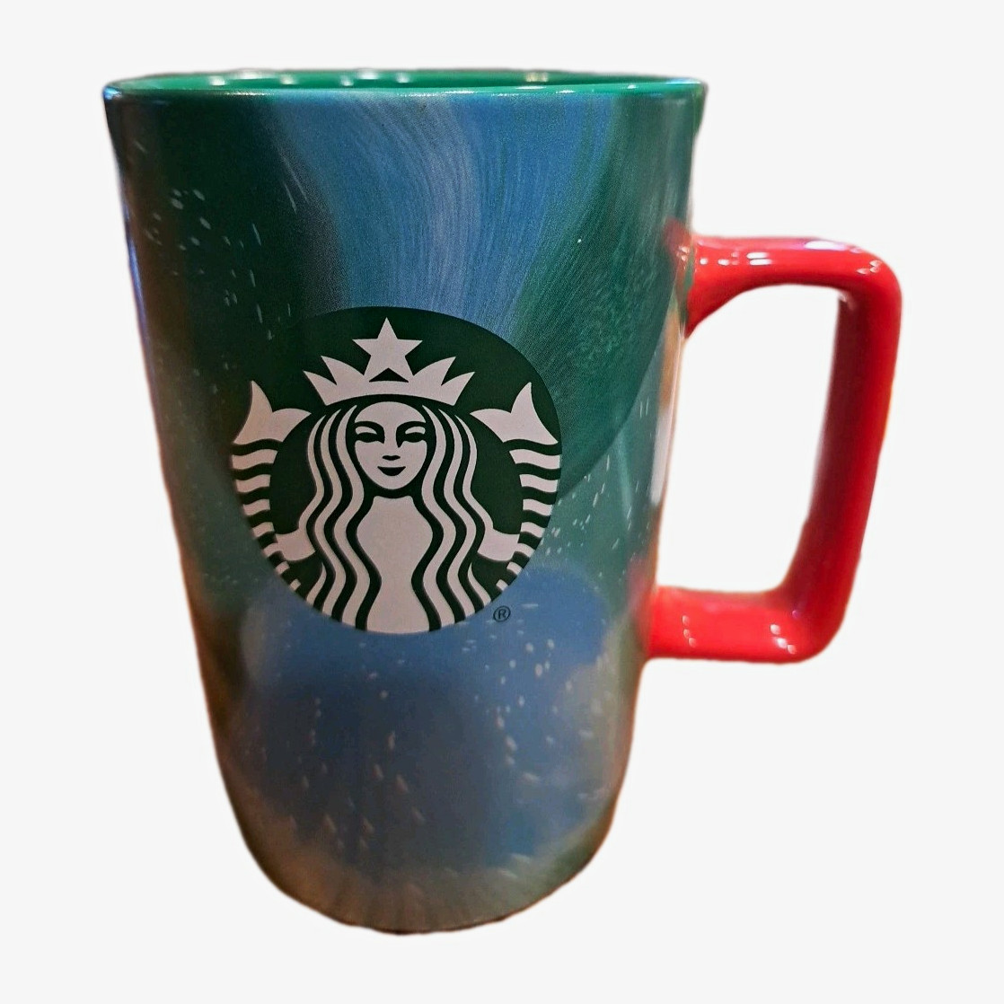 Starbucks 2024 Holiday Green Blue Marbled Coffee Cup Mug 13 Oz
