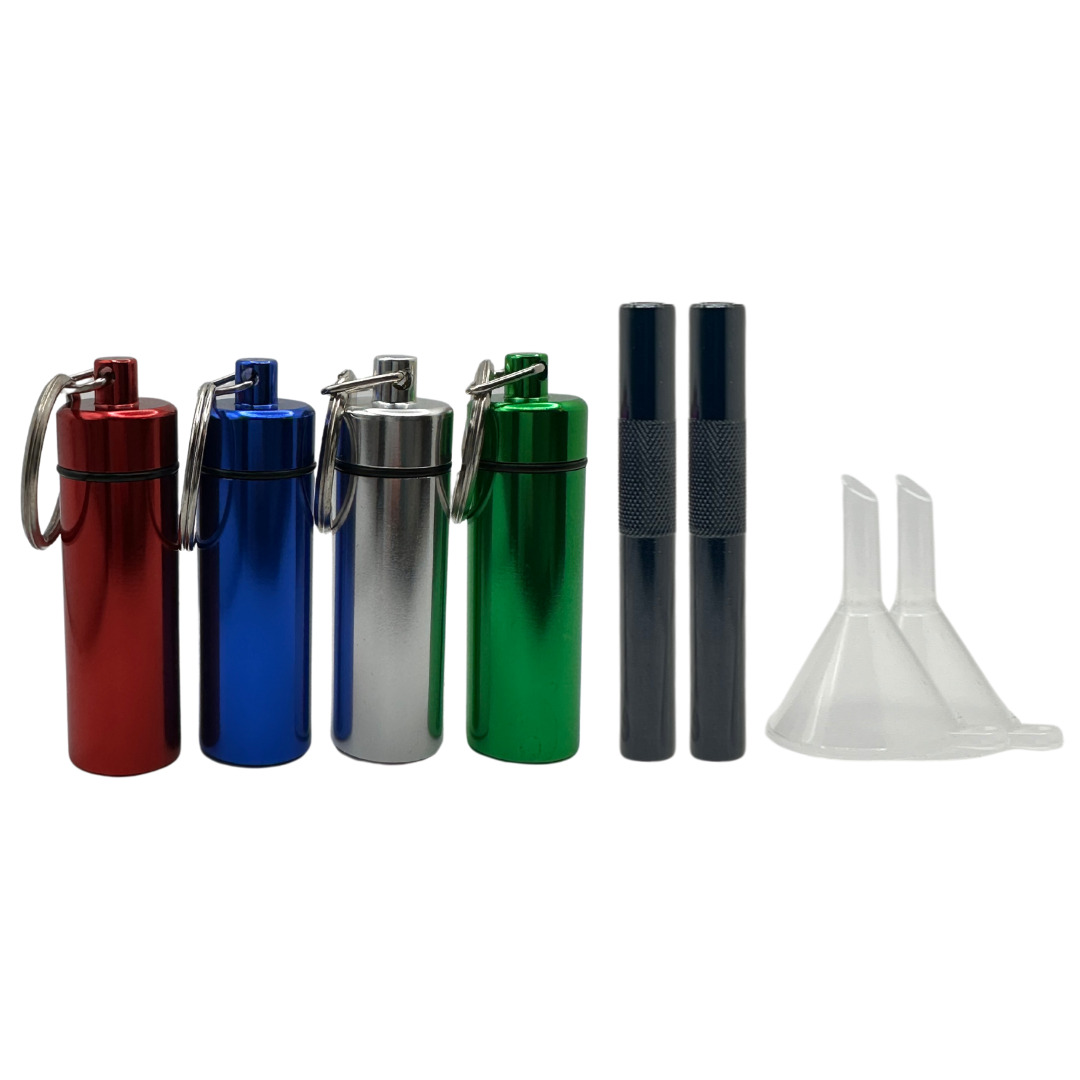 Travel Mini Bottle Dispenser Set with Funnel and Metal Straw