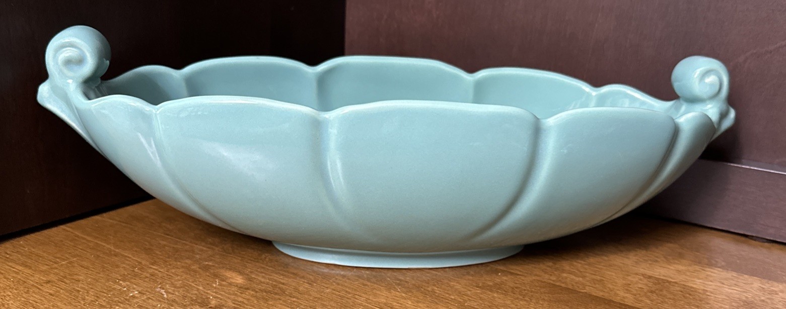 Abingdon Centerpiece Bowl Turquoise Ceramic Jardiniere # 532 Vintage USA 14”