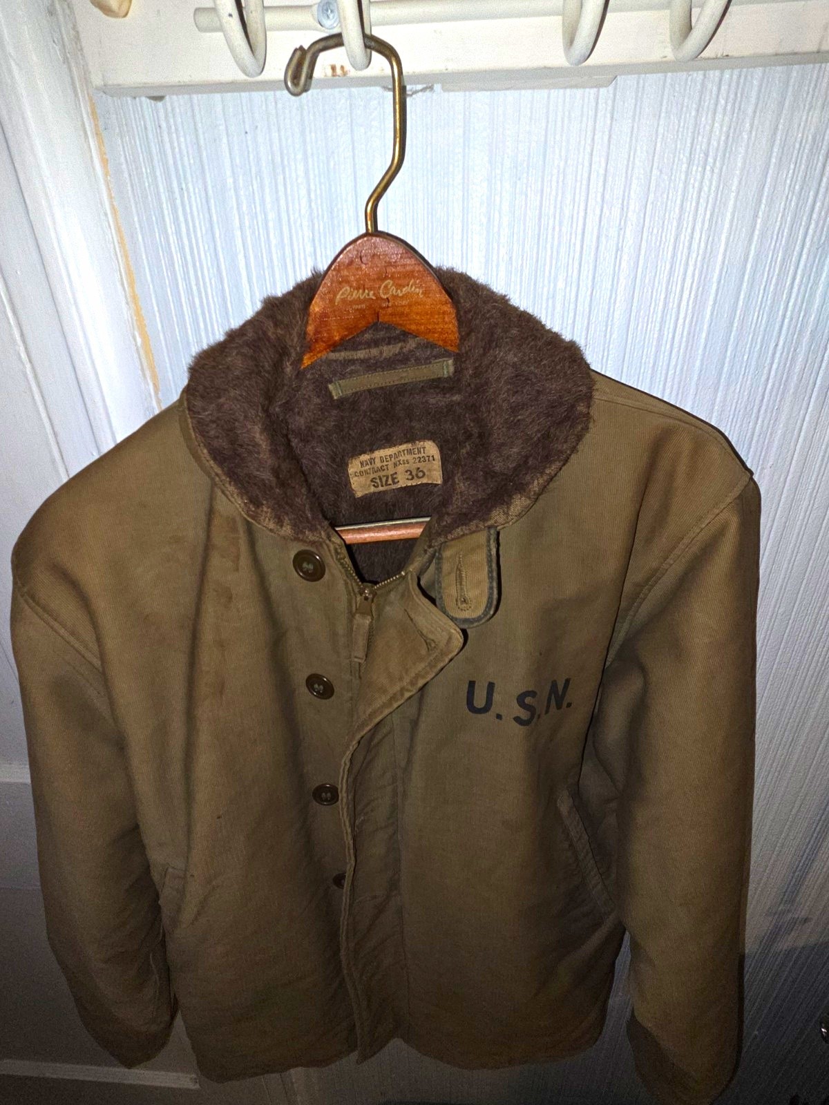 True Vintage WWII US Navy N1 Deck Jacket Size36 Named WAHL Early NXss22371 Talon