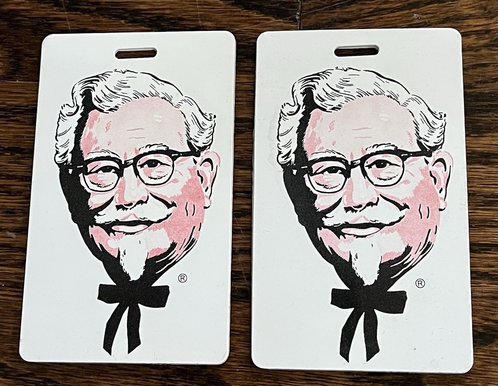 2 Vintage 60\'s Kentucky Fried Chicken Colonel Sanders ID Card Tags Employee