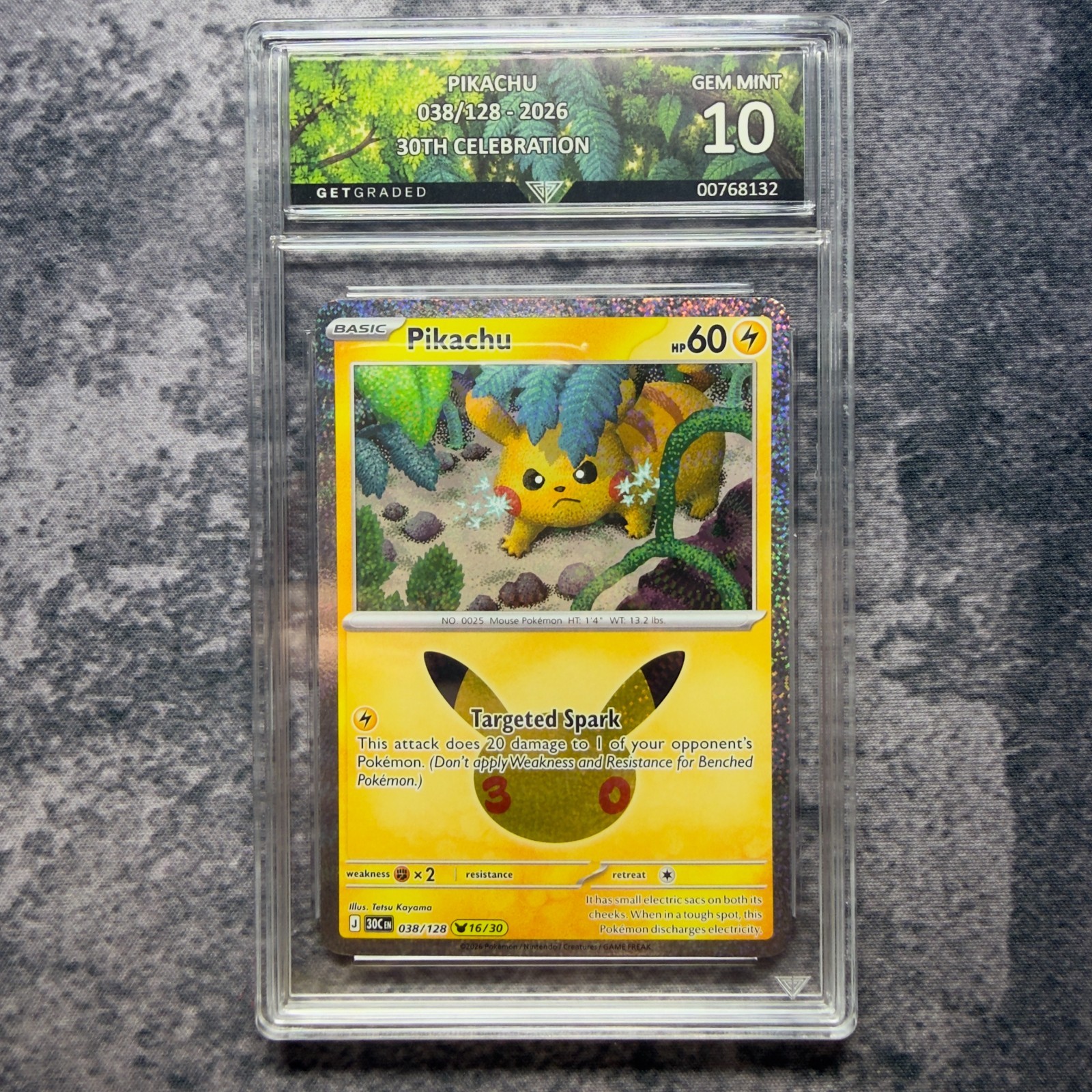 Pikachu 038/128 2026 Pokemon 30th Celebration GetGraded 10 Art Label