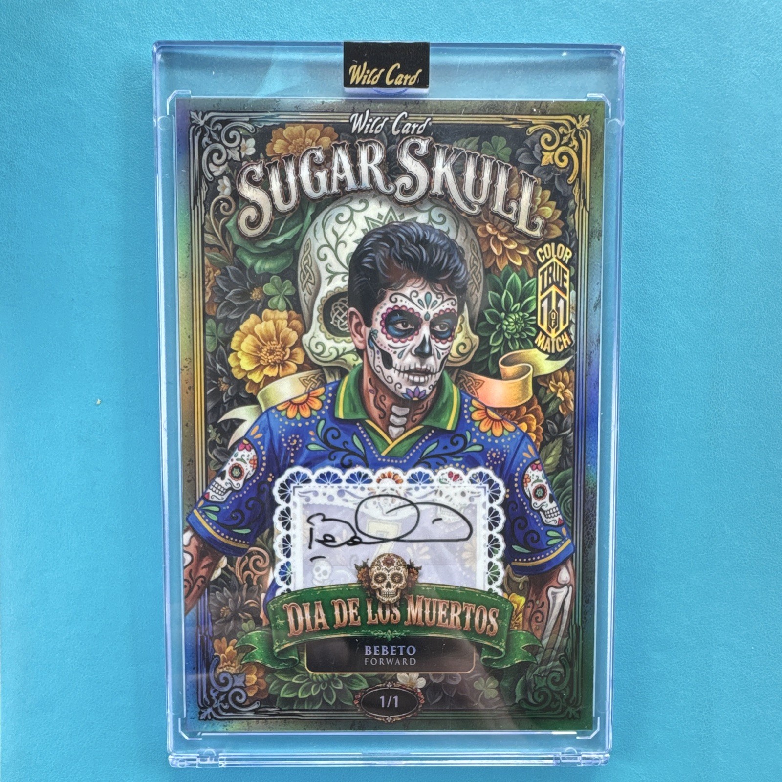 🔥 Wild Card Sugar Skull Dia De Los Muertos Bebeto 1/1 Auto Color True Match 🔥