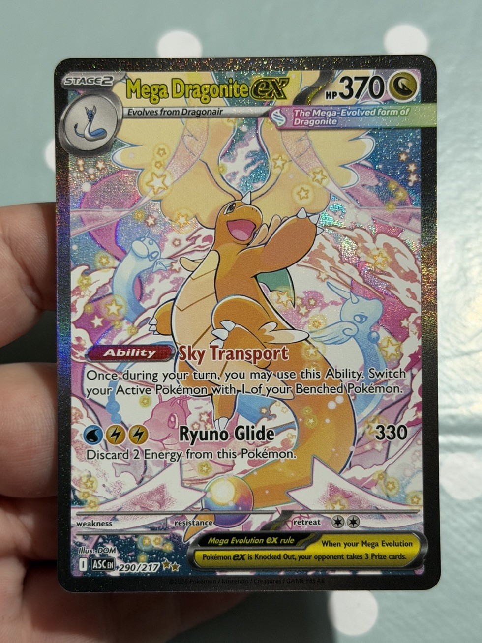 Pokemon Mega Dragonite ex 290/217 SIR Ascended Heroes Special Illustration Rare