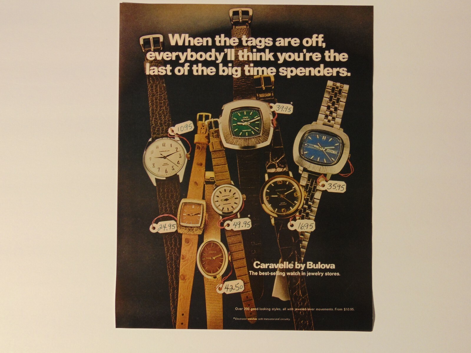 1972 BULOVA CARAVELLE WATCHES vintage art print ad 1972 BULOVA CARAVELLE WATCHES vintage art print ad