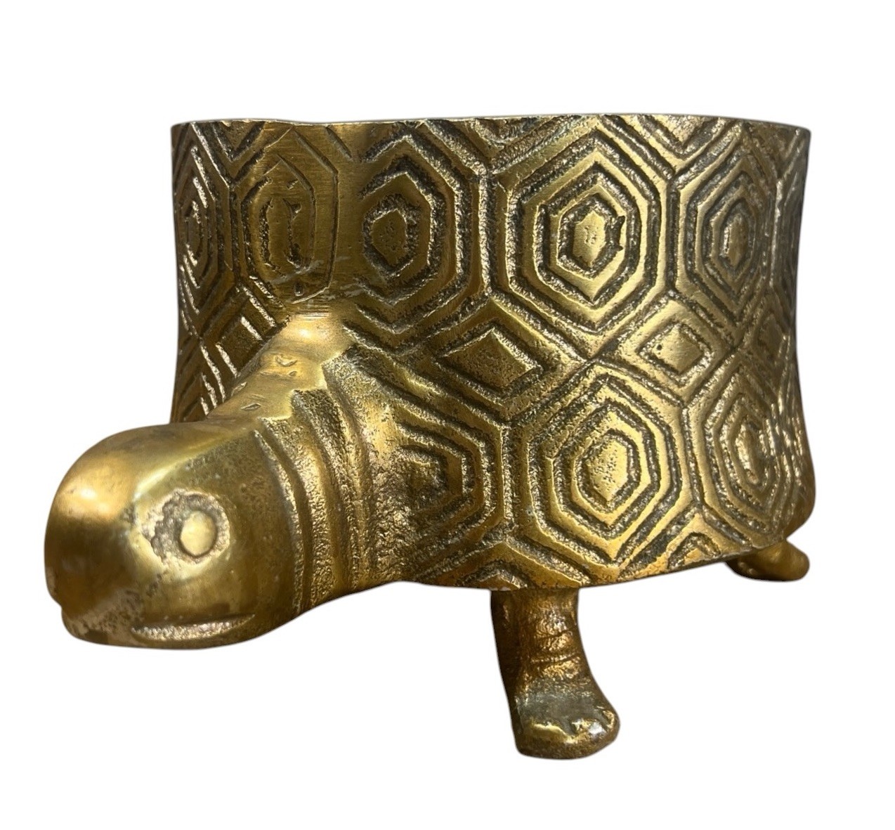 Tommie the Turtle Suculant by Accent Metal Gold Vintage Planter Round  4.5 x 5.5
