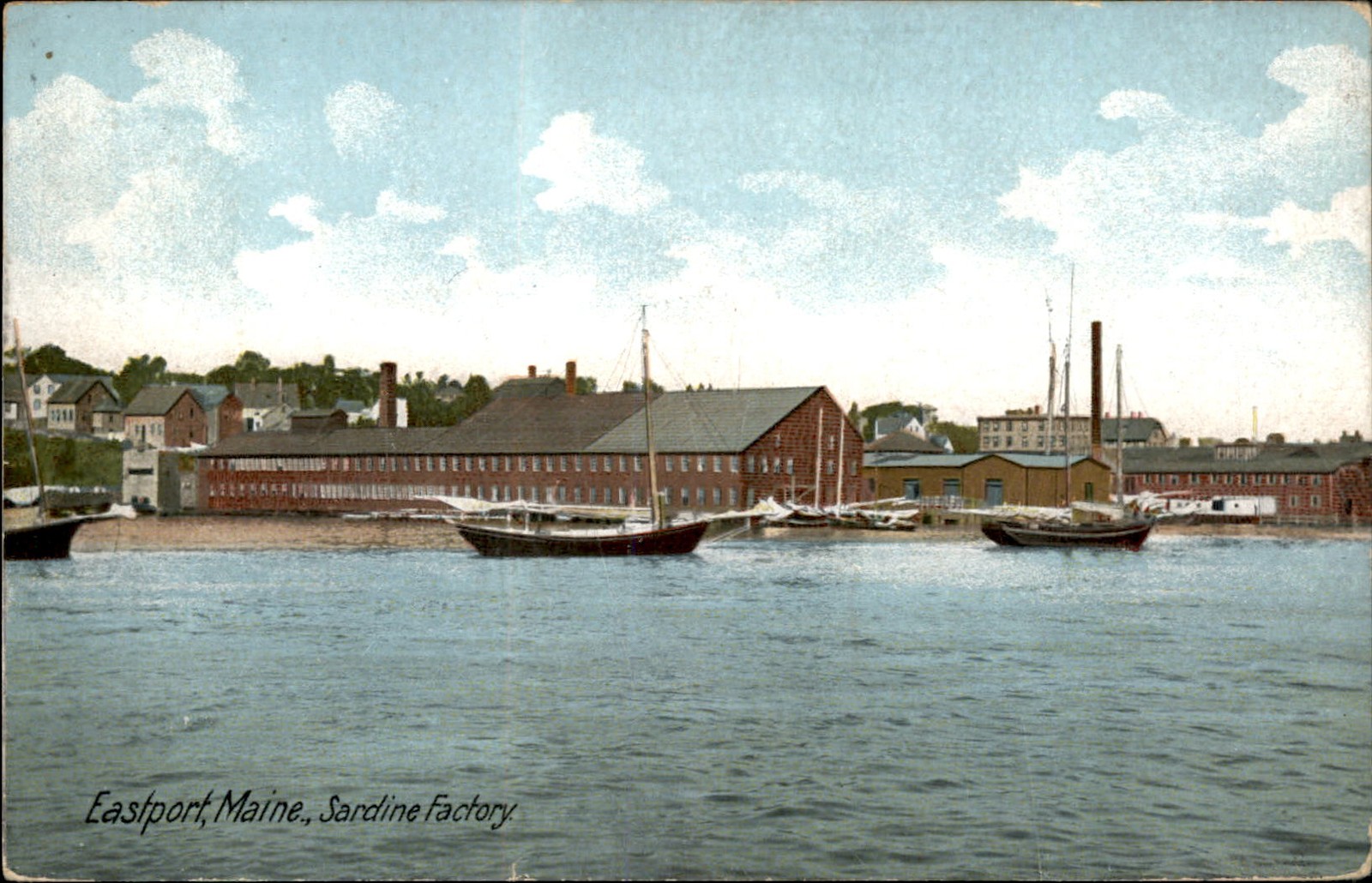 Eastport Maine ME Sardine Factory W.S. Muldon c1900s-10s Vintage Postcard