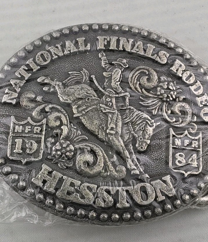 Brand New National Finals Rodeo Hesston 1984 Cowboy Buckle Vintage Brand 