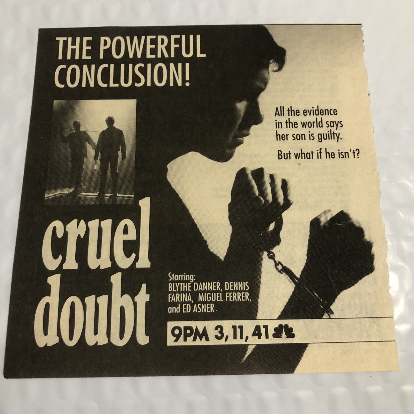 Cruel Doubt Movie Print Ad Advert Ed Asner Blythe Danner Dennis Farina TPA7