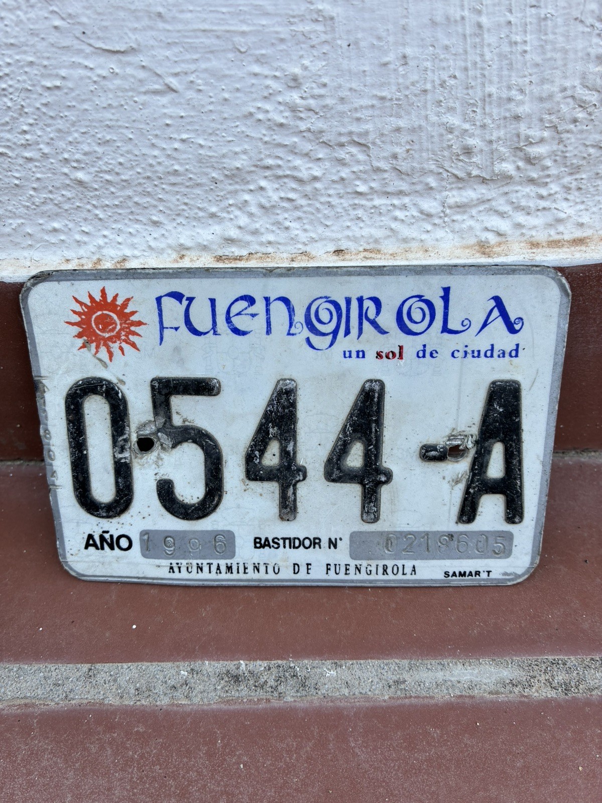 Vintage Spanish Moto Licence Plate Fuengirola 1996 Malaga 🇪🇸 